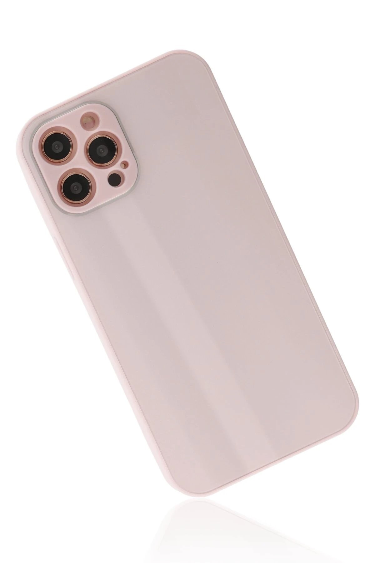 iPhone 12 Pro Kılıf Glass Kapak - Pembe