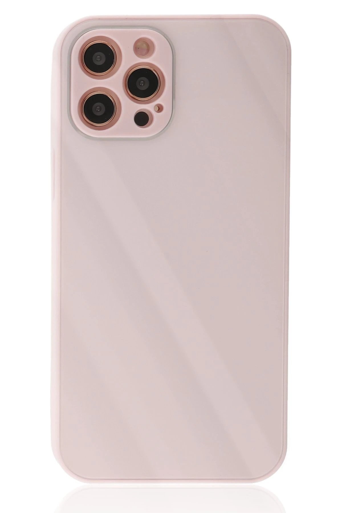 iPhone 12 Pro Max Kılıf Glass Kapak - Pembe