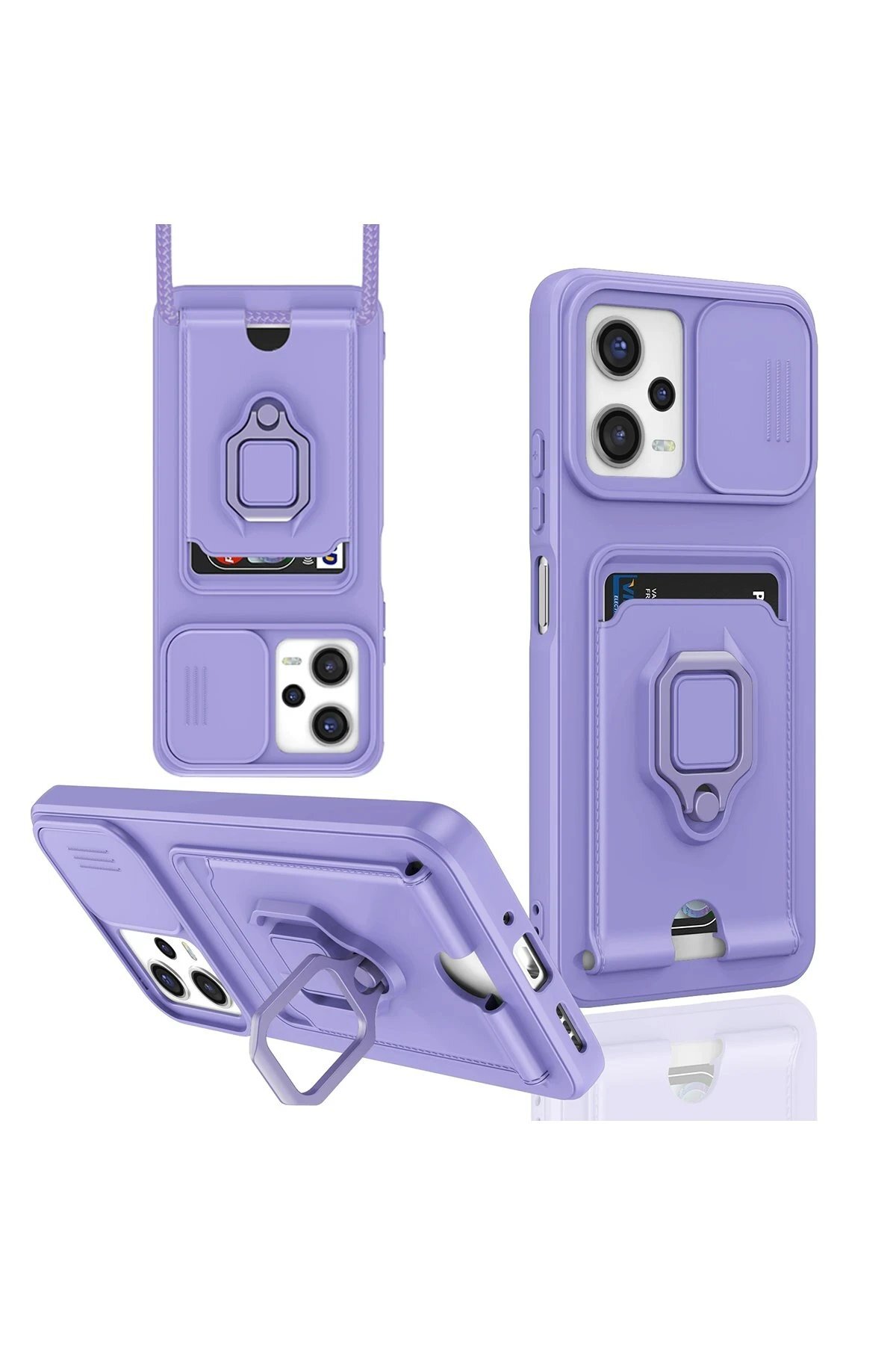 Xiaomi Poco X5 5G Kılıf Zuma Kartvizitli Yüzüklü Silikon - Lila