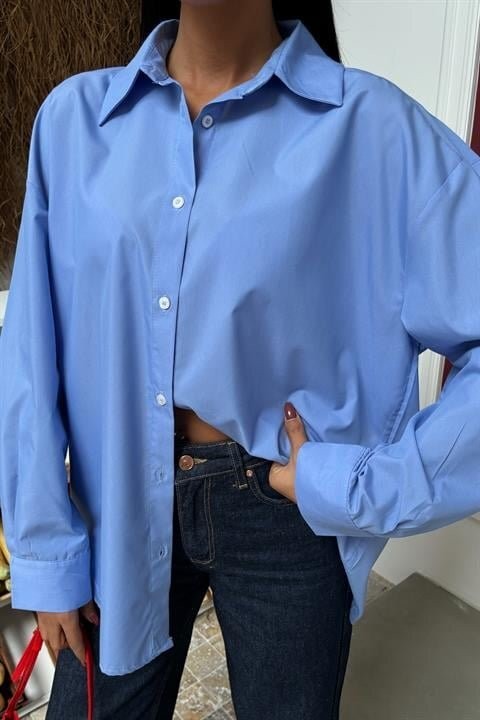 Klasik Oversize Poplin Gömlek 3421