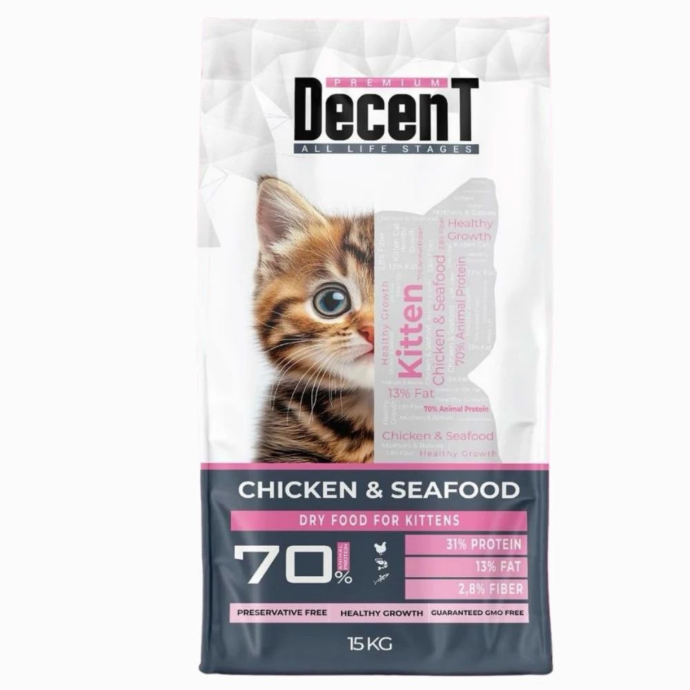 Decent Kitten Tavuklu ve Balıklı Yavru Kedi Maması 15kg