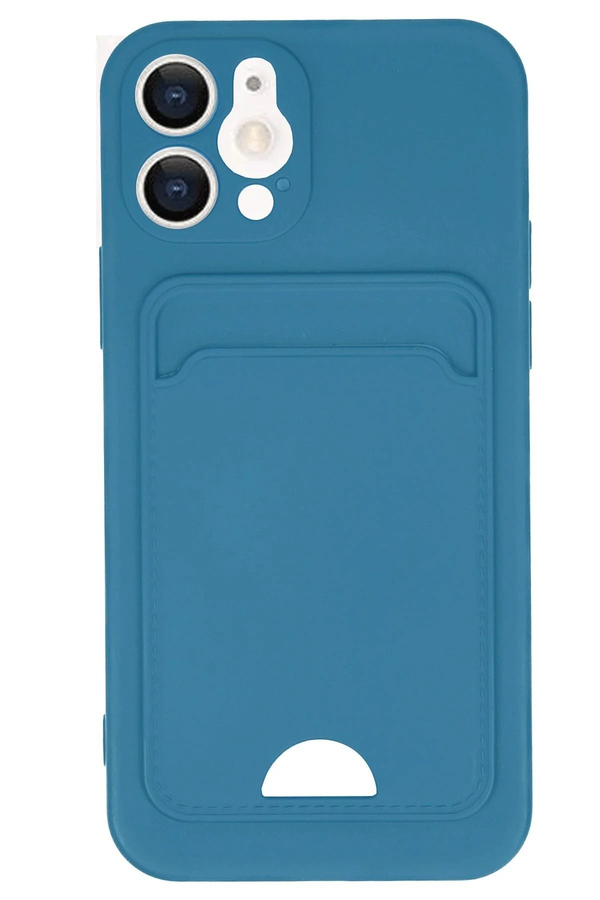 iPhone 12 Kılıf Kelvin Kartvizitli Silikon - Mavi