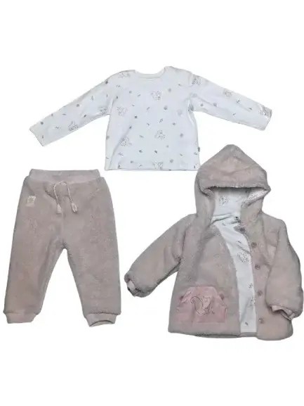 Bibaby Pretty Moments 3'lü Bebe Takım 73339 Ecru Pink