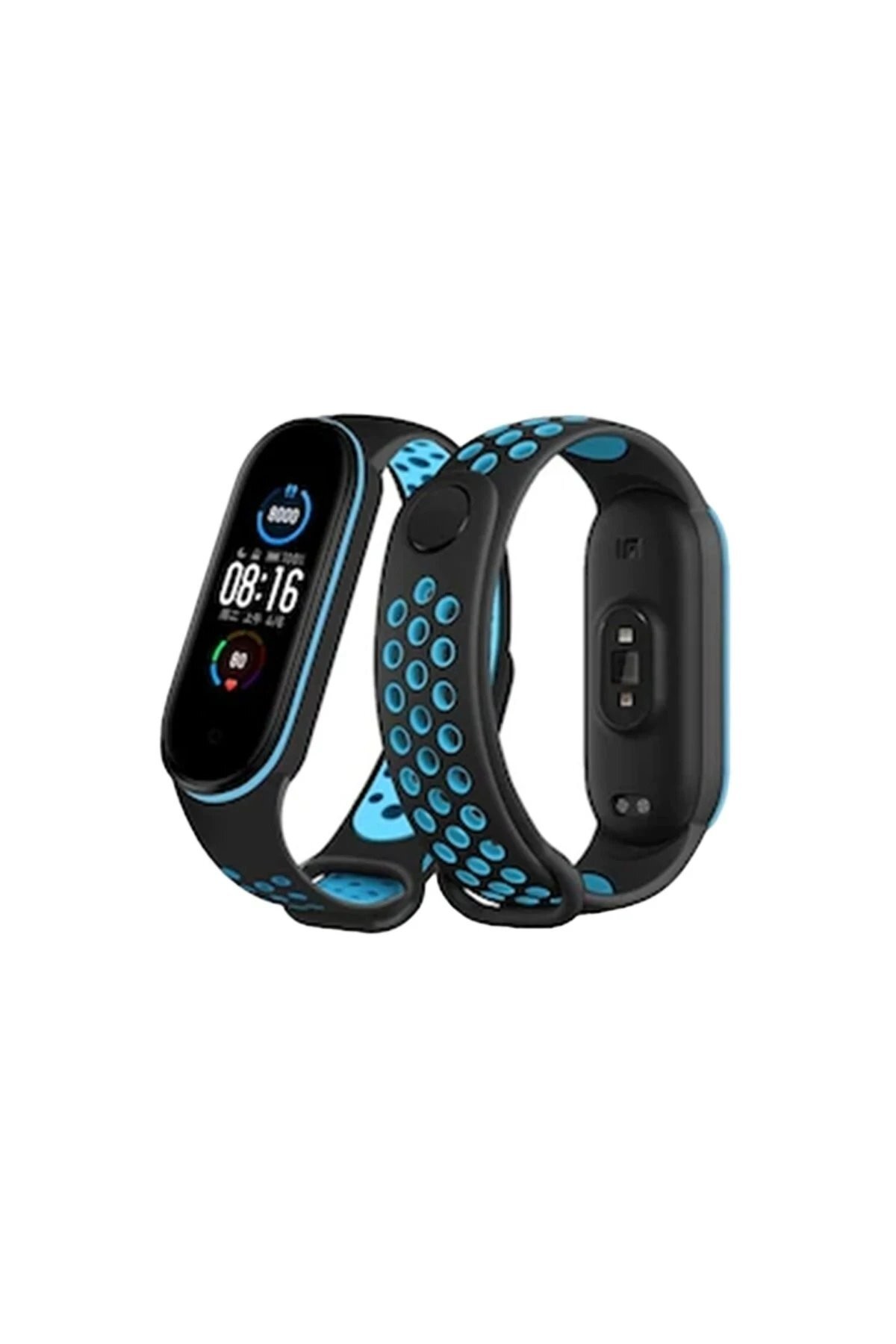Xiaomi Mi Band 6 Spor Delikli Kordon - Siyah-Mavi