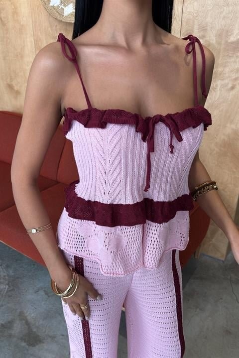 Askılı Bluz Pantolon Triko Takım 10114