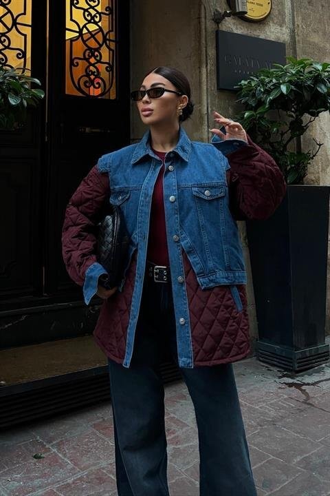 Denim Garnili Kapitone Ceket 7071