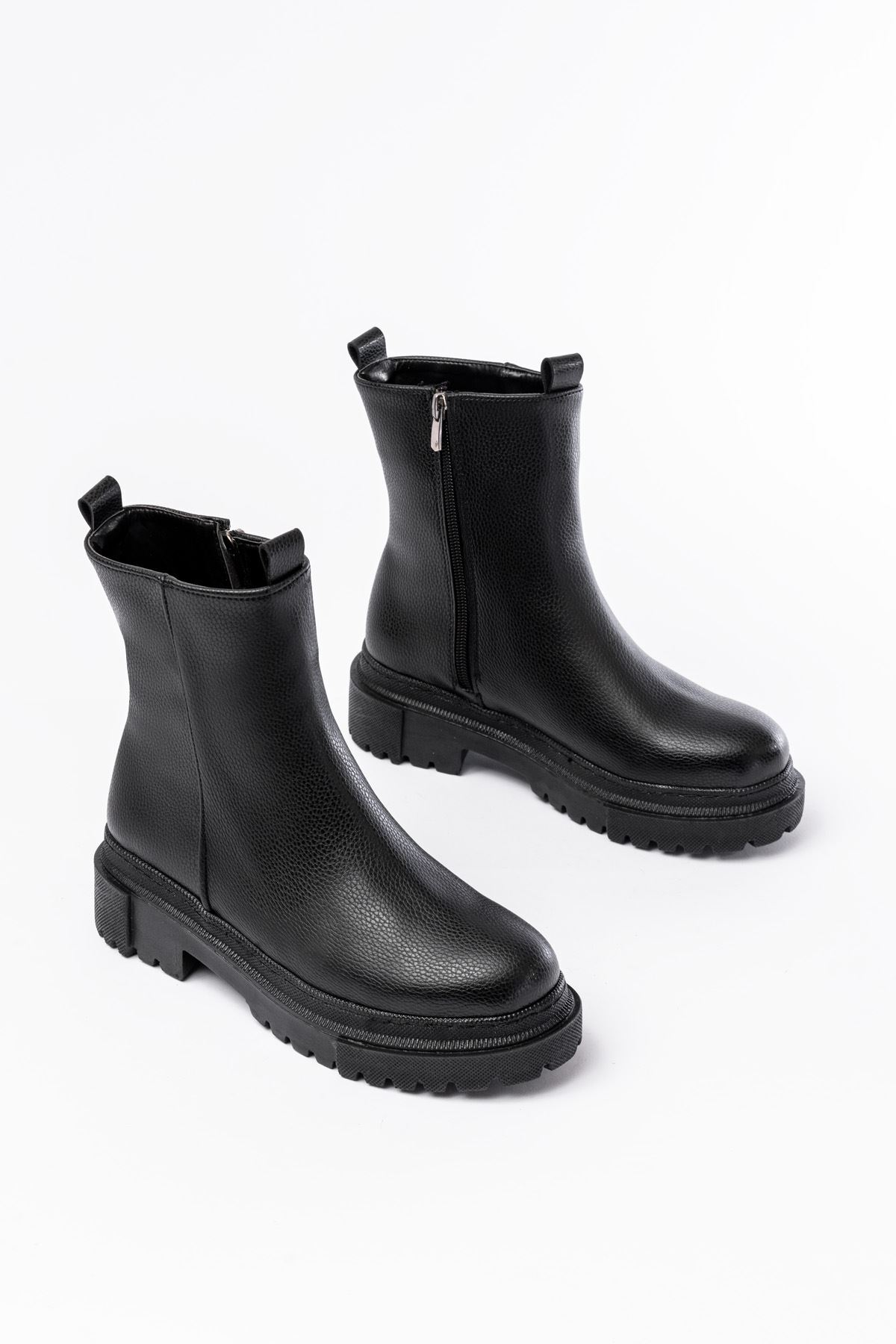812-2012 Siyah Fermuarlı Günlük Kadın Bot
