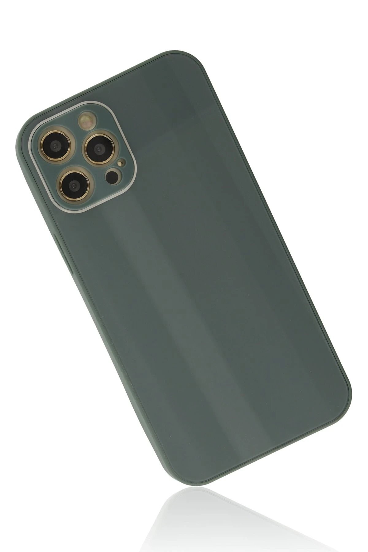 iPhone 12 Pro Max Kılıf Glass Kapak - Koyu Yeşil