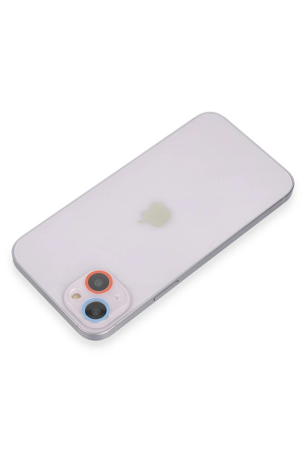 iPhone 14 Renkli Kamera Lens Koruma Cam - Pembe-Mavi
