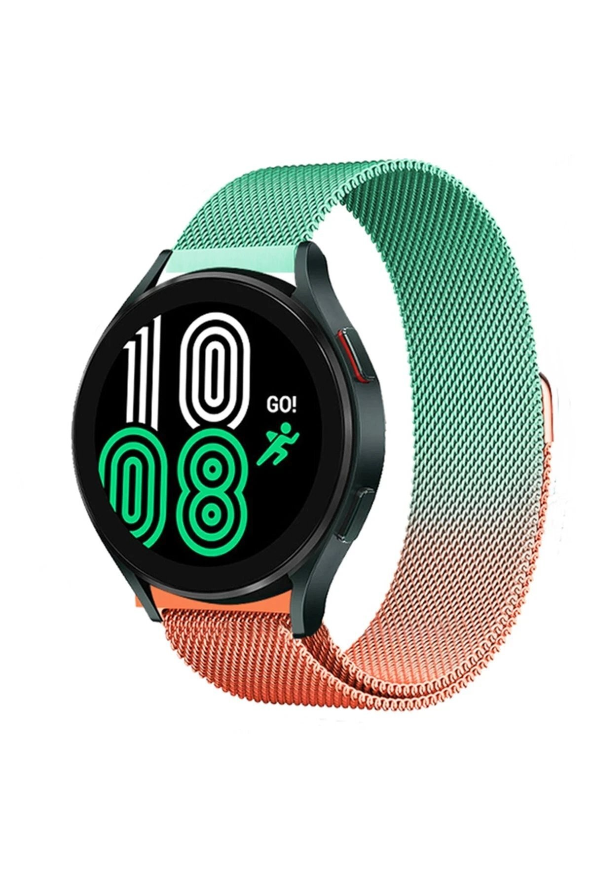 Watch 22mm Metal Mıknatıslı Kordon - Turuncu-Yeşil