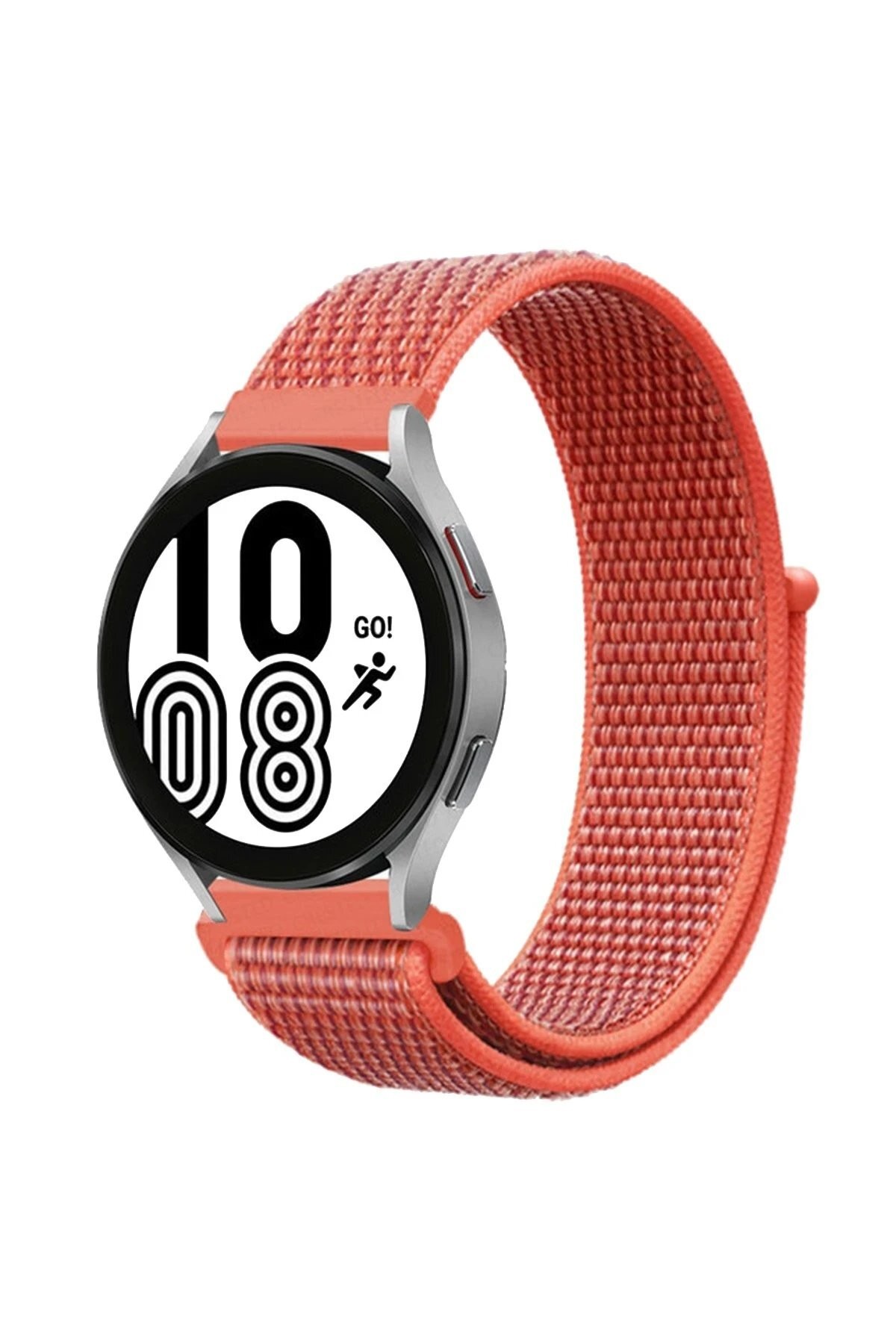 Samsung Galaxy Watch 4 Hasırlı Cırtcırtlı Kordon - Turuncu