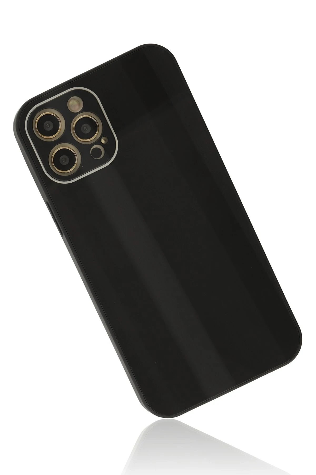iPhone 12 Pro Max Kılıf Glass Kapak - Siyah