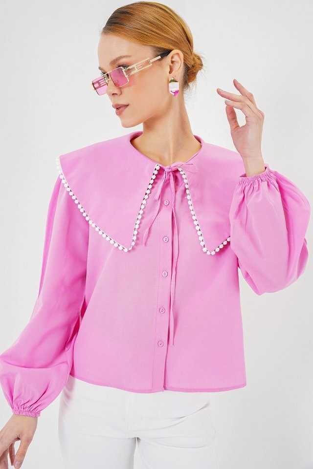 Bebe Yaka Gömlek 20314 - Pembe