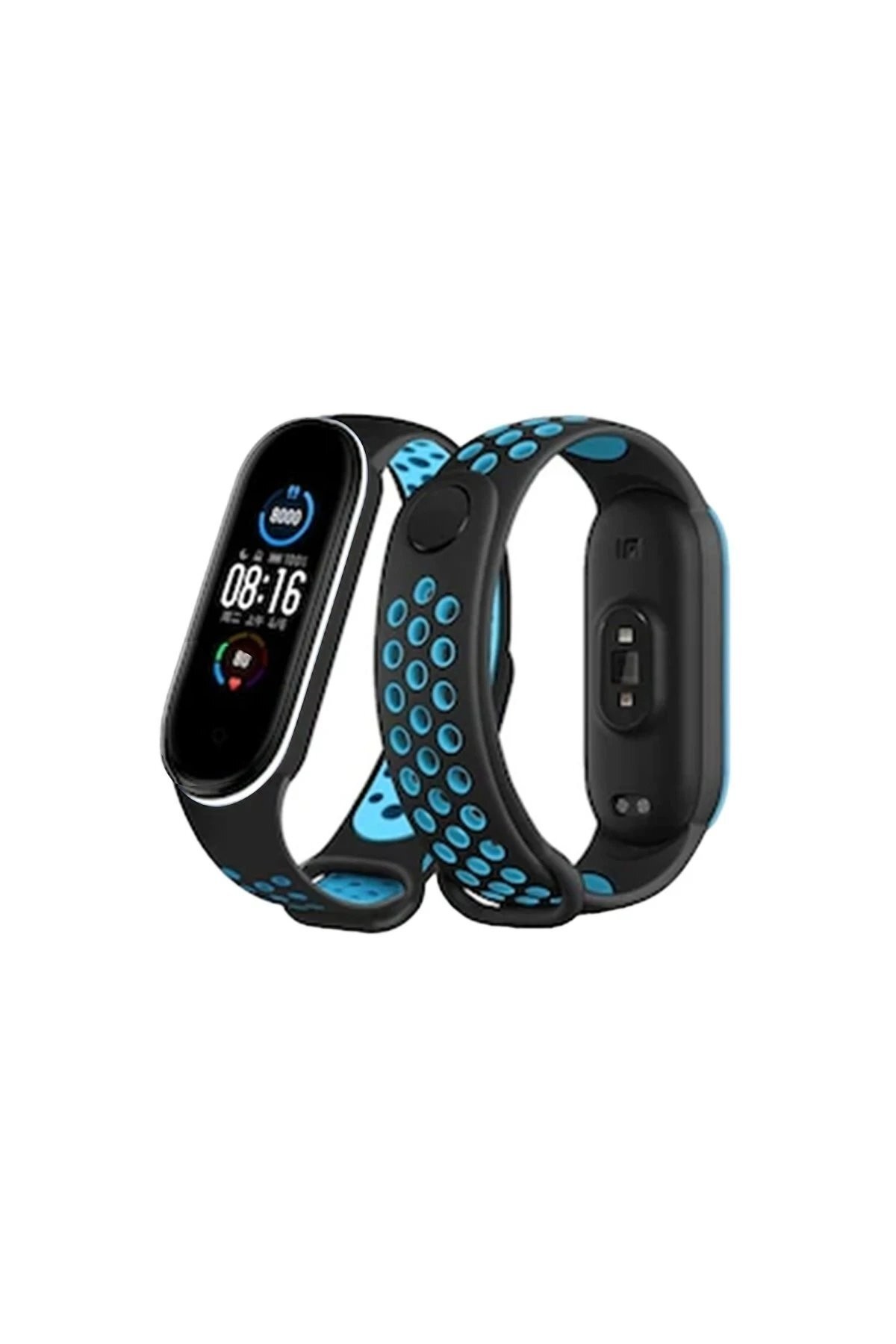 Xiaomi Mi Band 4 Spor Delikli Kordon - Siyah-Turkuaz