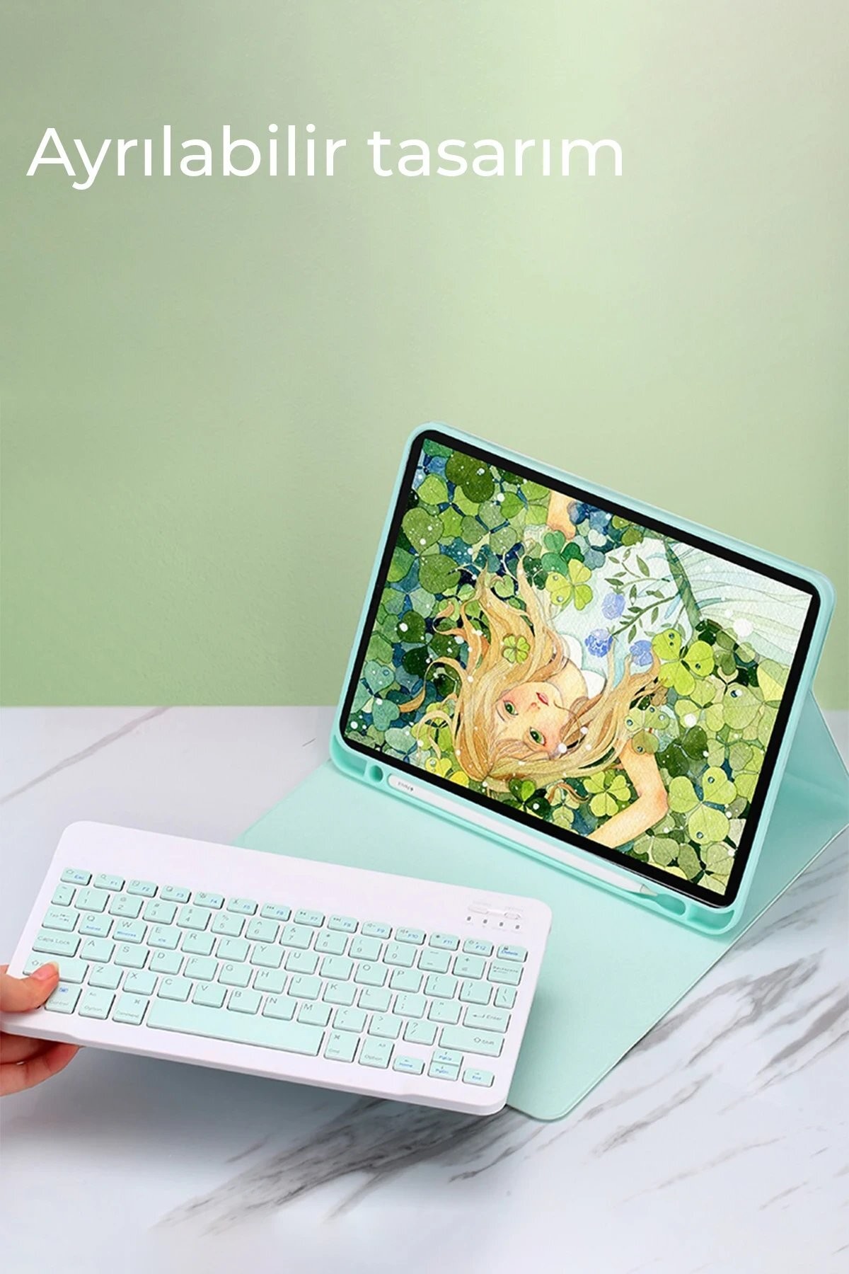 iPad Air 11 (2024) Kılıf KC01 Smart Klavyeli Tablet Kılıfı - Lacivert