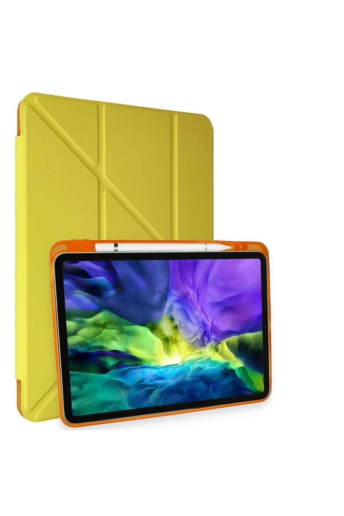 iPad Pro 11 (2018) Kılıf Kalemlikli Mars Tablet Kılıfı - Açık Sarı