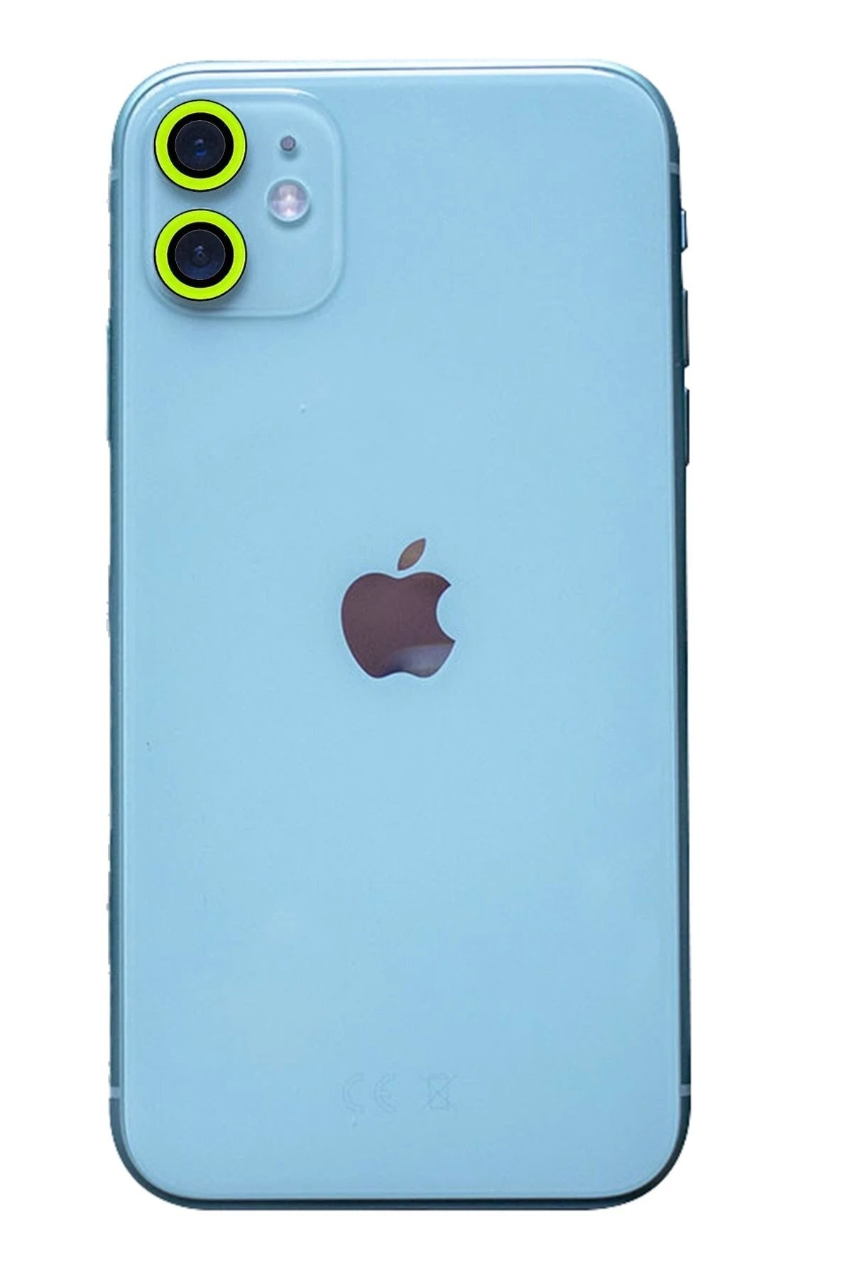 iPhone 11 Neon Fosforlu Kamera Lens - Yeşil