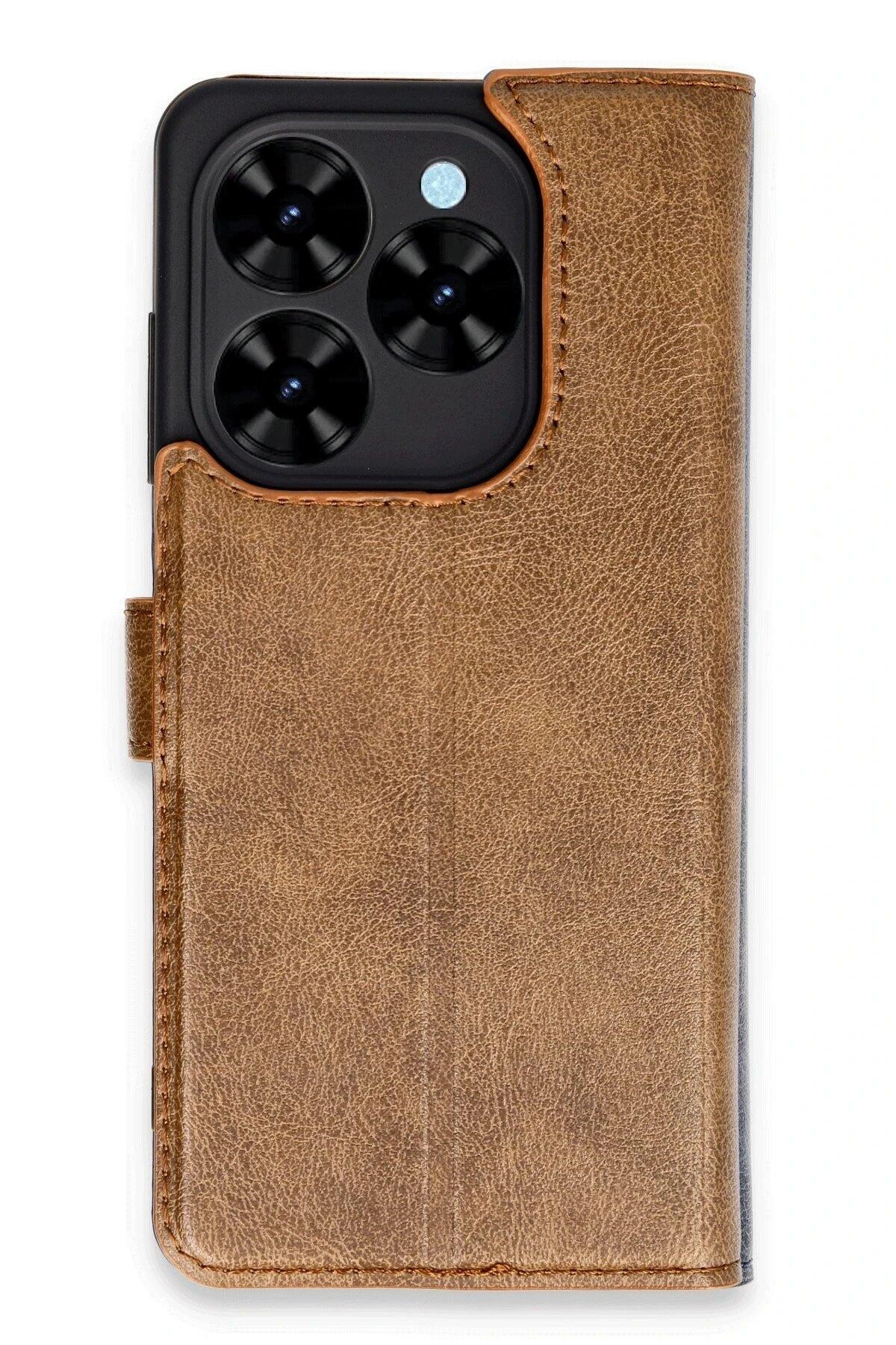 Tecno Spark Go 2024 Kılıf Trend S Plus Kapaklı Kılıf - Taba