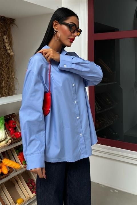 Klasik Oversize Poplin Gömlek 3421
