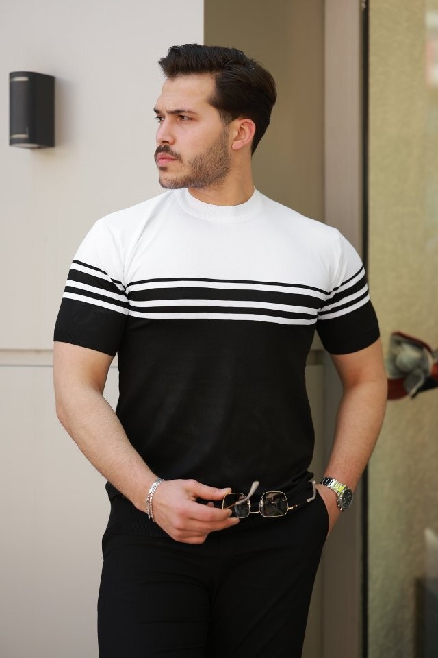 Erkek çizgili Kısa Kollu T-shirt
