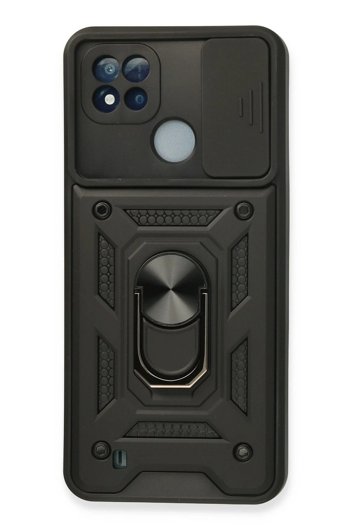 Realme C11 2021 Kılıf Pars Lens Yüzüklü Silikon - Siyah