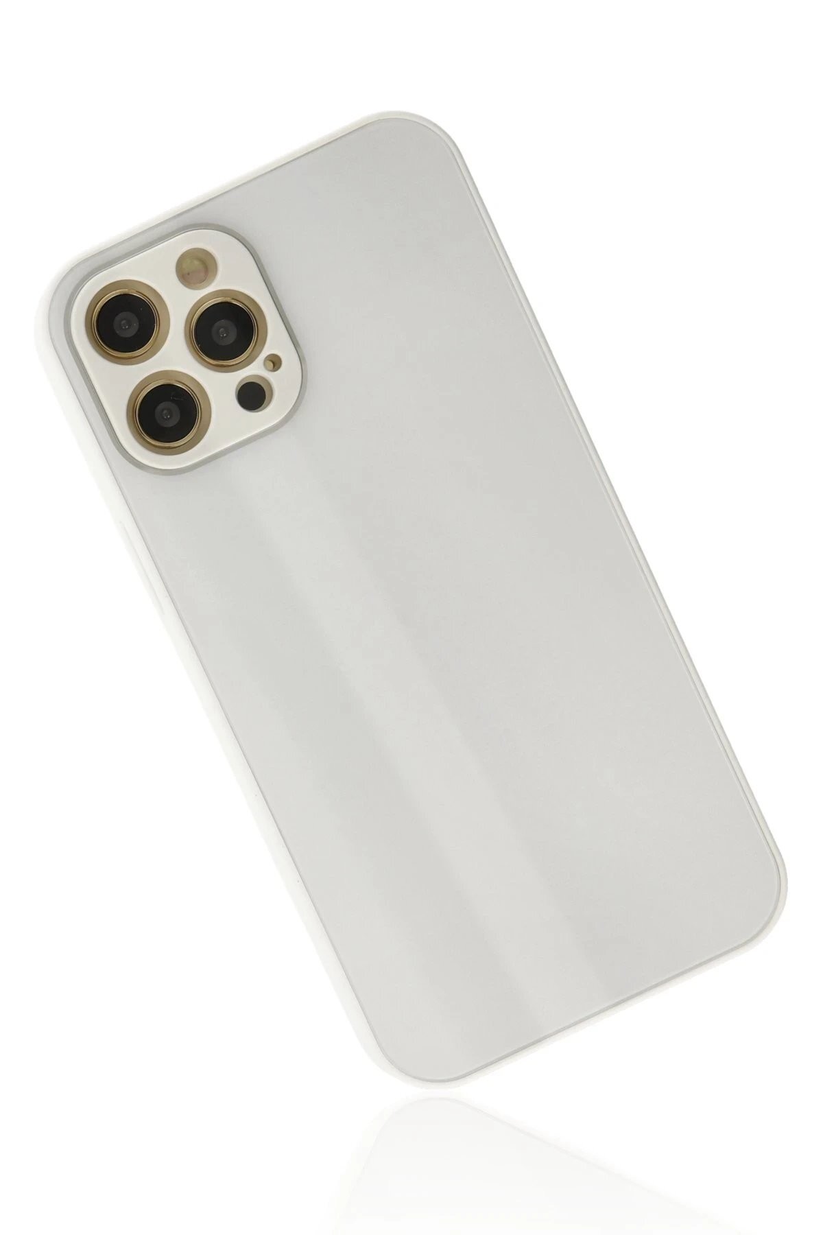 iPhone 12 Pro Max Kılıf Glass Kapak - Beyaz