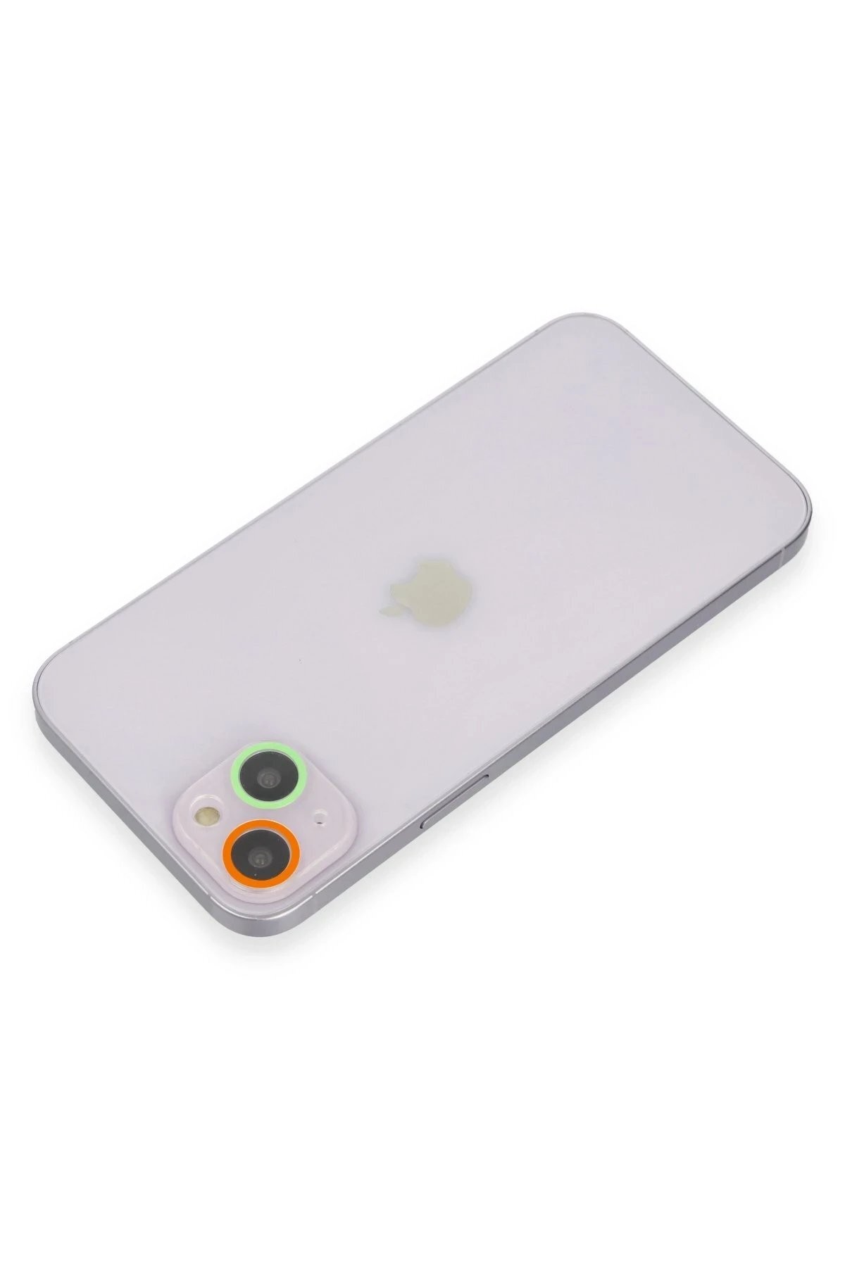 iPhone 14 Renkli Kamera Lens Koruma Cam - Turuncu-Yeşil