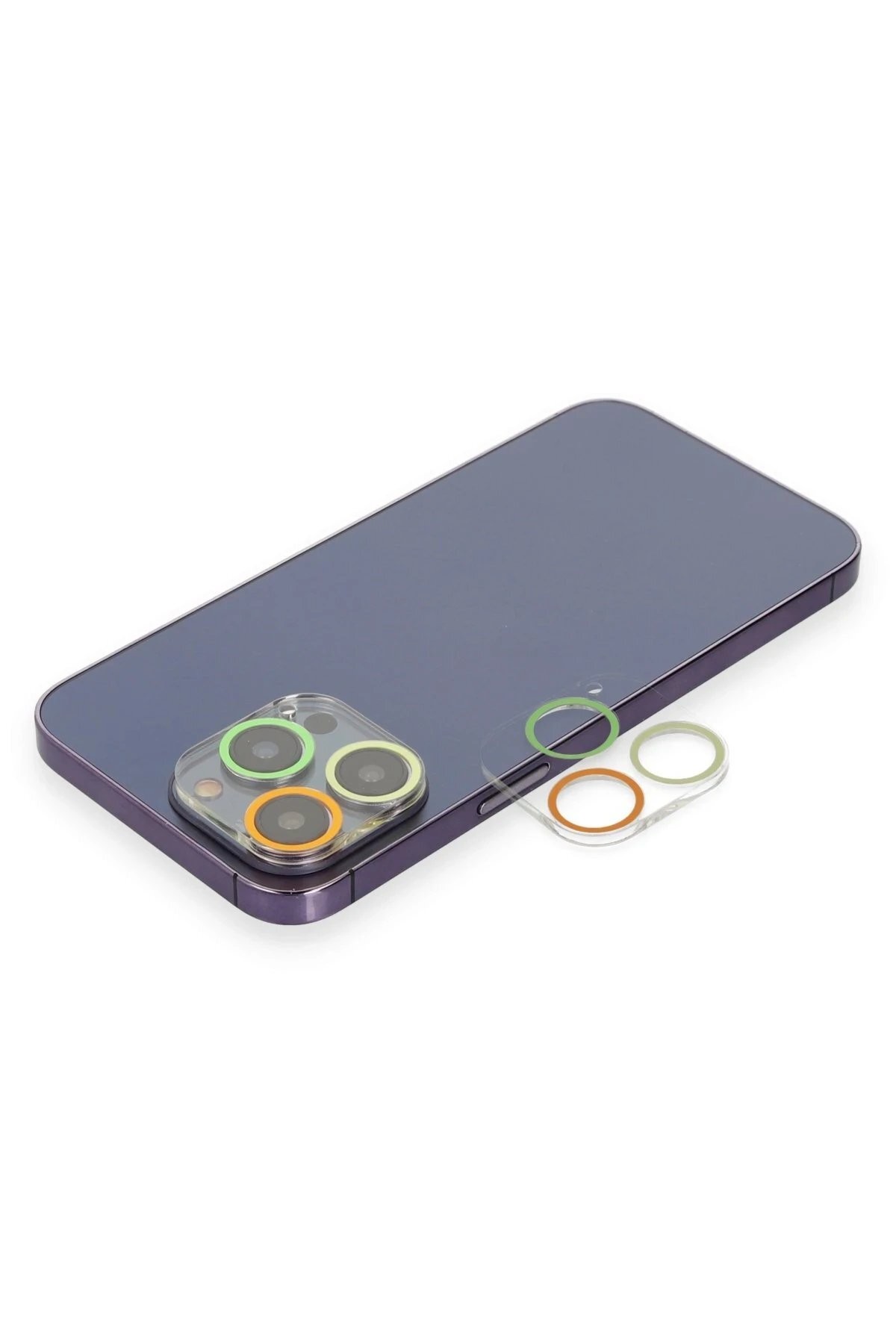 iPhone 13 Pro Max Renkli Kamera Lens Koruma Cam - Sarı-Turuncu