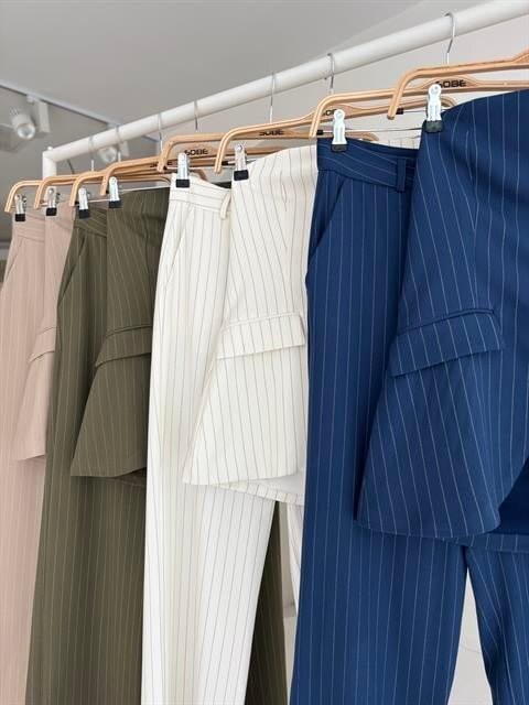 Straplez Büstiyerli Plazzo Pantolonlu Çizgili Takım 10151