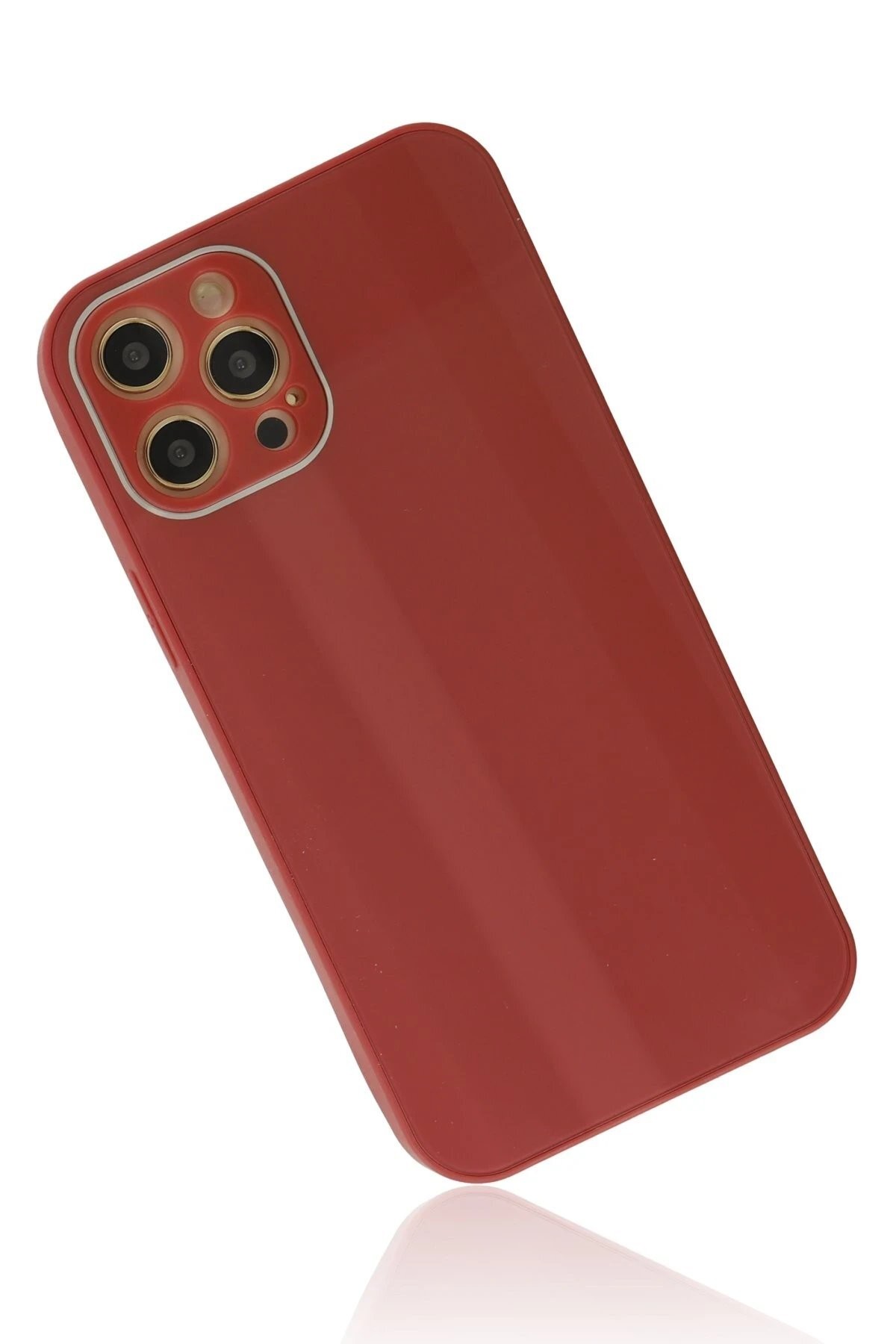 iPhone 12 Pro Kılıf Glass Kapak - Bordo