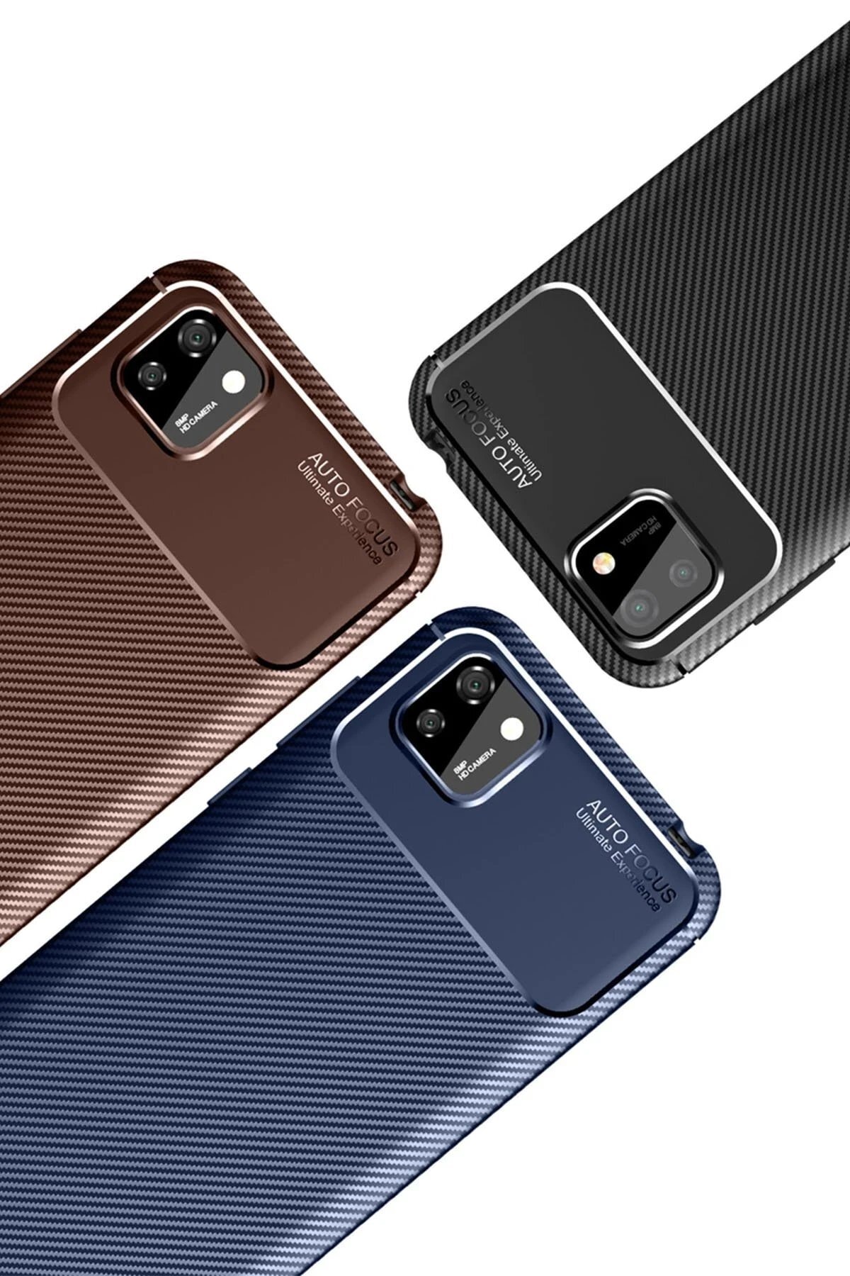 Huawei Y5P Kılıf Auto Focus Karbon Kapak - Kahverengi