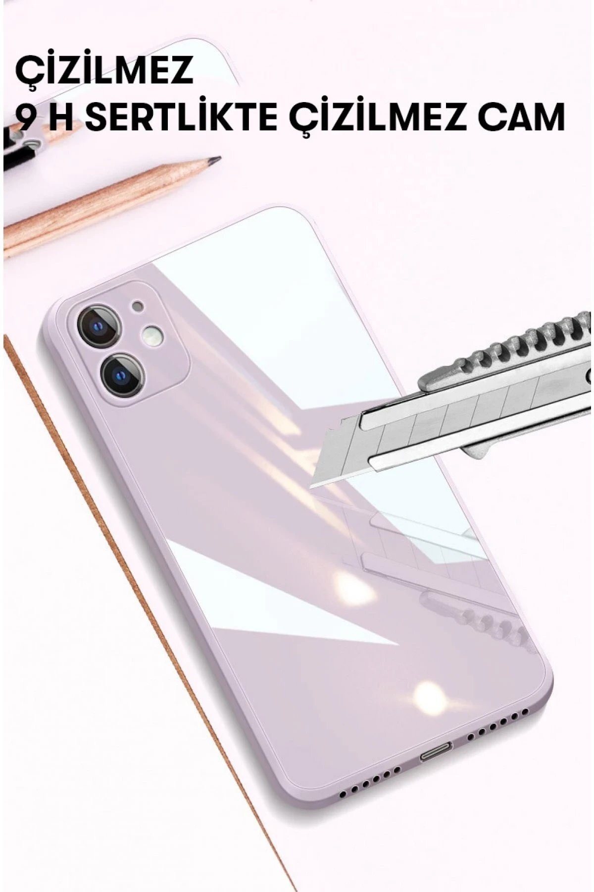 iPhone 12 Pro Max Kılıf Glass Kapak - Lila