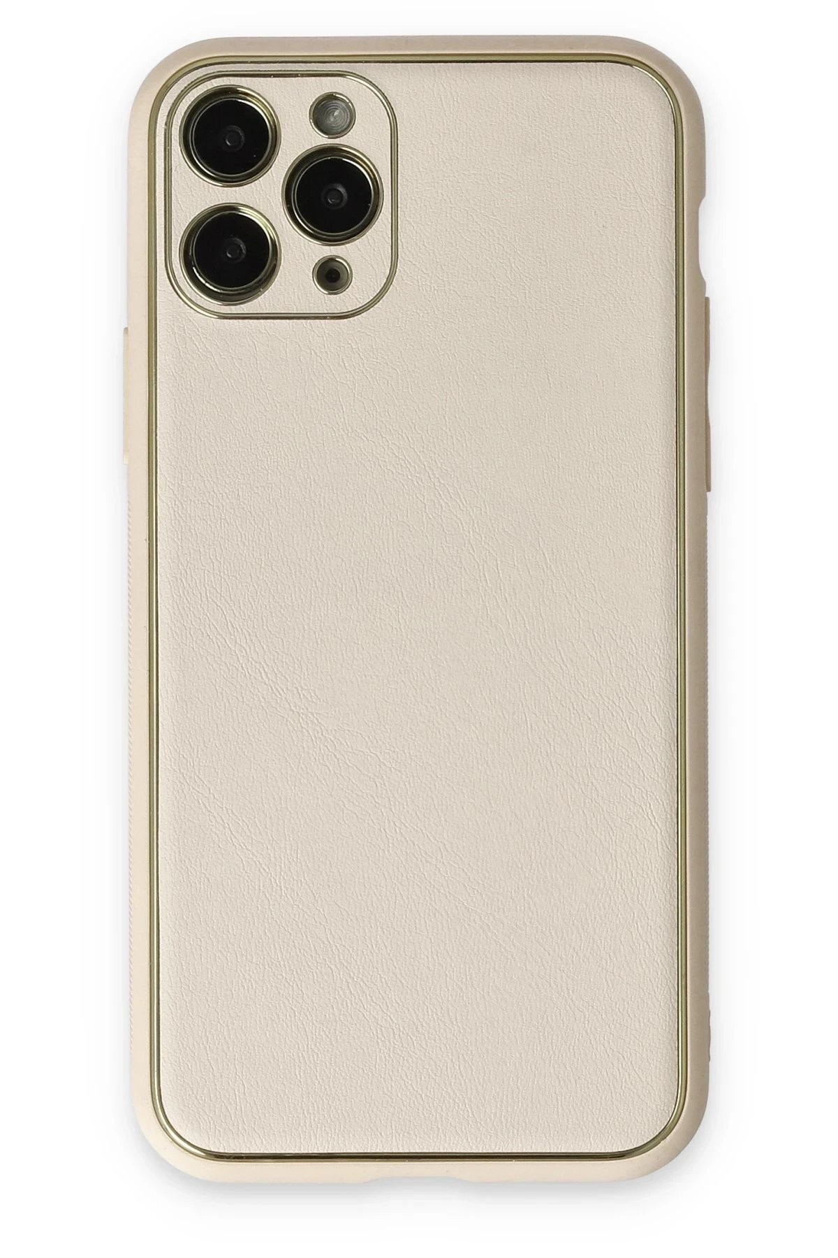 iPhone 11 Pro Max Kılıf Coco Deri Silikon Kapak - Beyaz