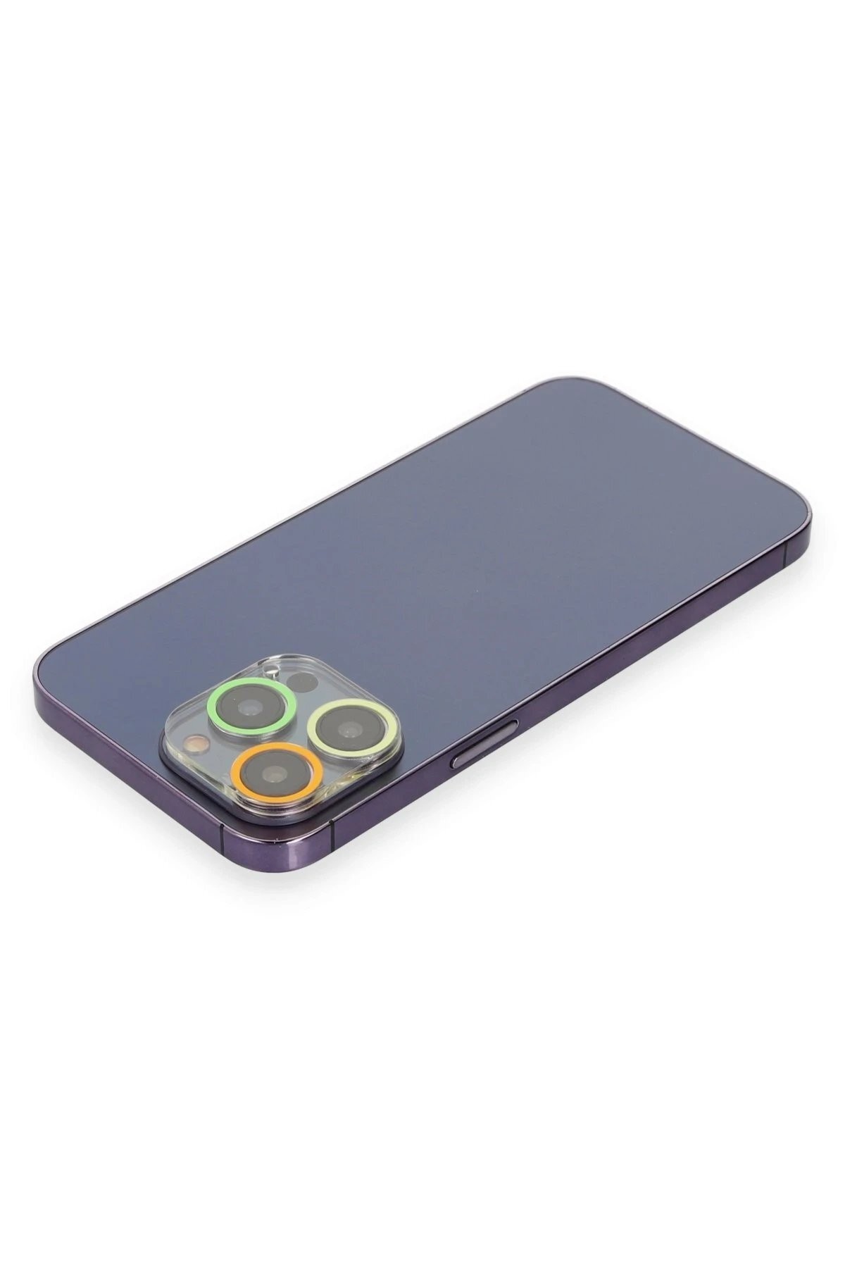 iPhone 13 Pro Max Renkli Kamera Lens Koruma Cam - Sarı-Turuncu