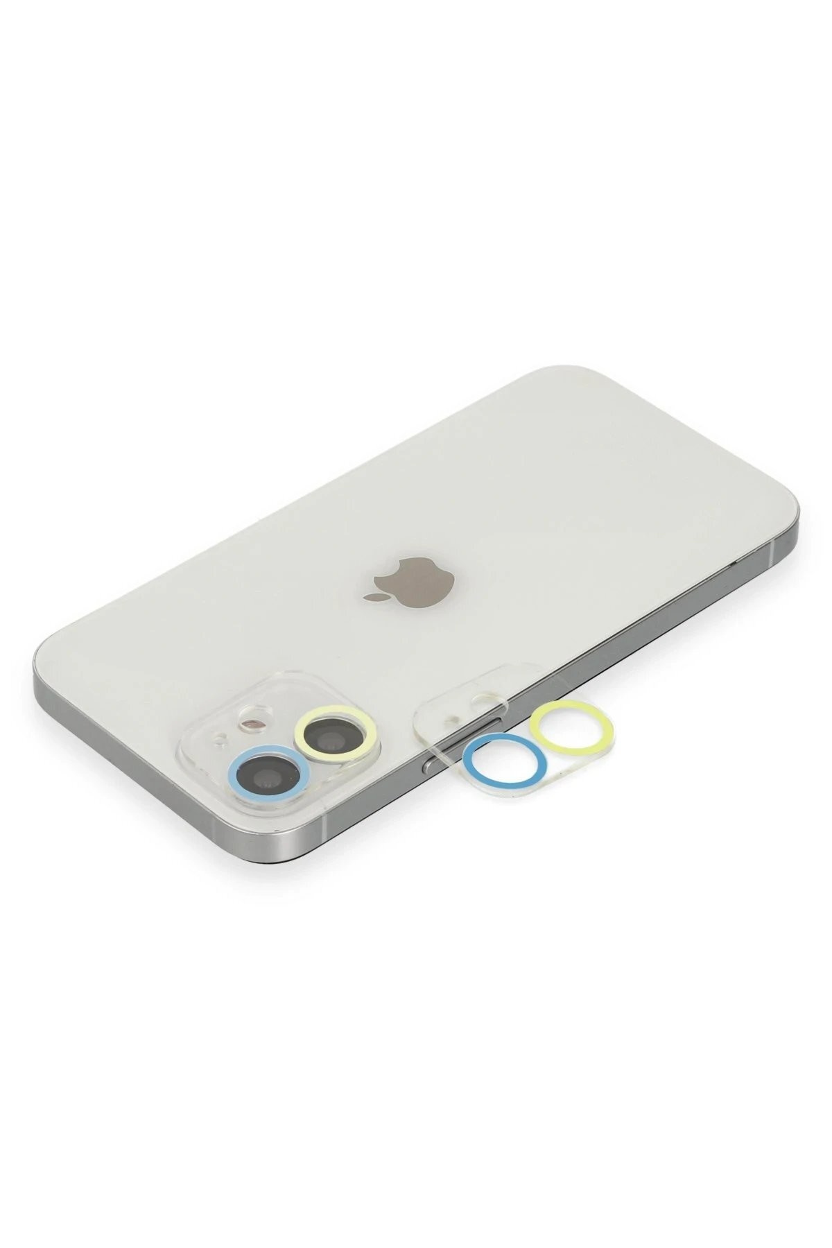 iPhone 11 Renkli Kamera Lens Koruma Cam - Sarı-Mavi