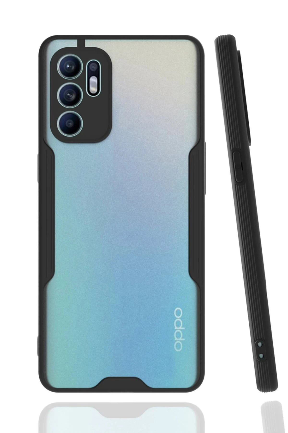Oppo Reno 6 Kılıf Platin Silikon - Siyah