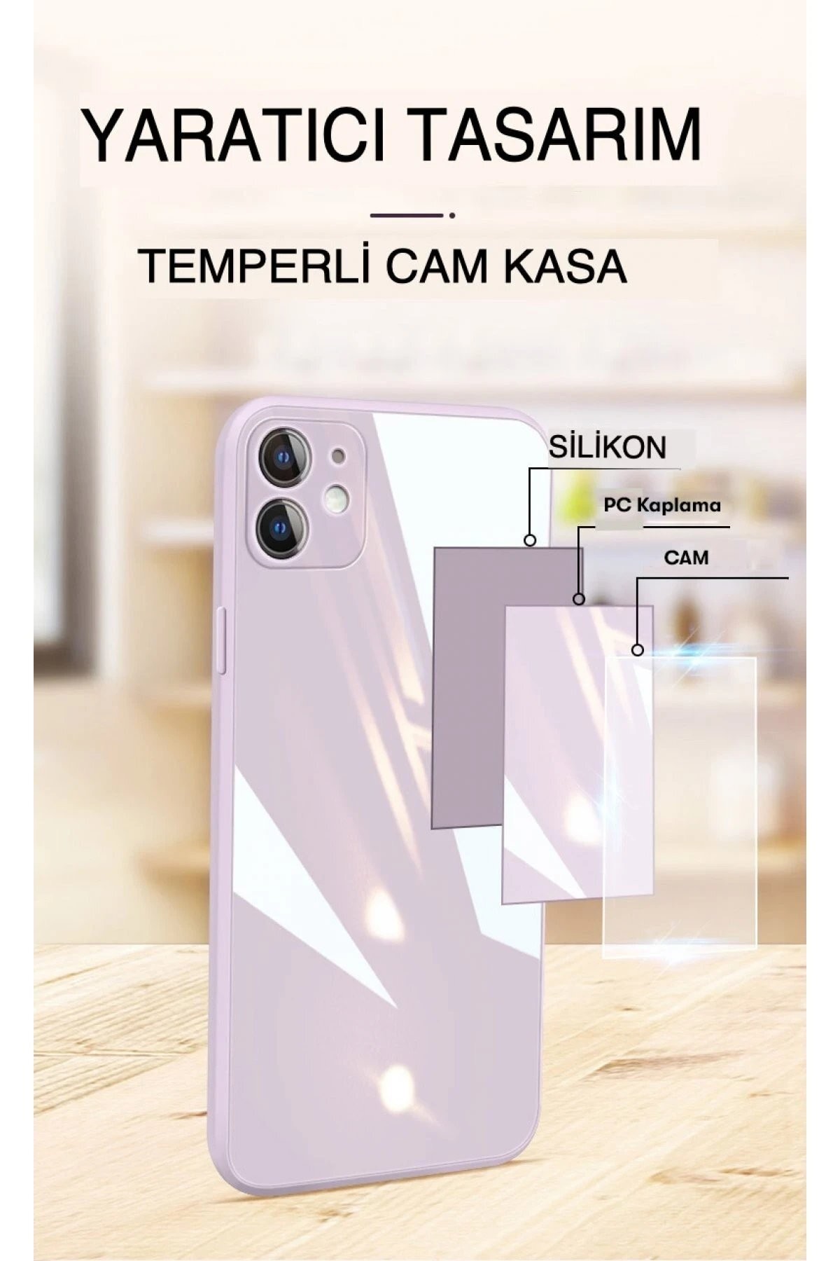 iPhone 12 Pro Max Kılıf Glass Kapak - Açık Yeşil