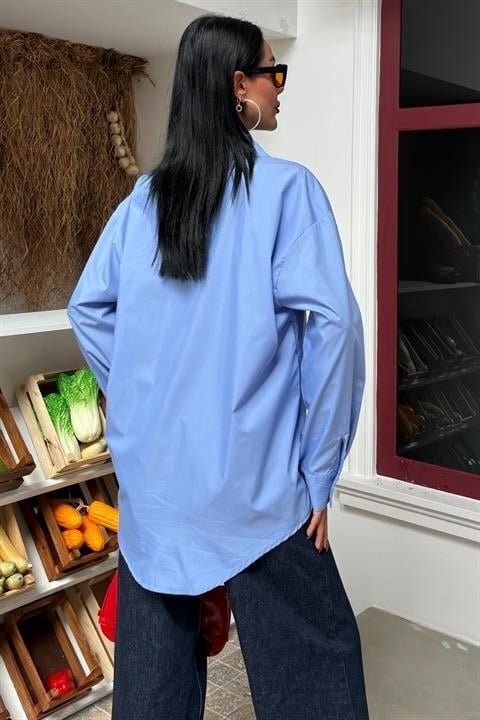 Klasik Oversize Poplin Gömlek 3421