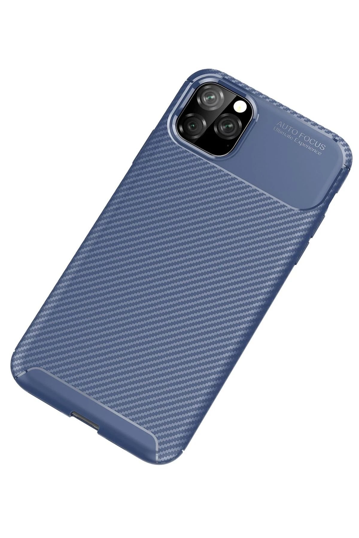 iPhone 11 Pro Max Kılıf Auto Focus Karbon Kapak - Lacivert
