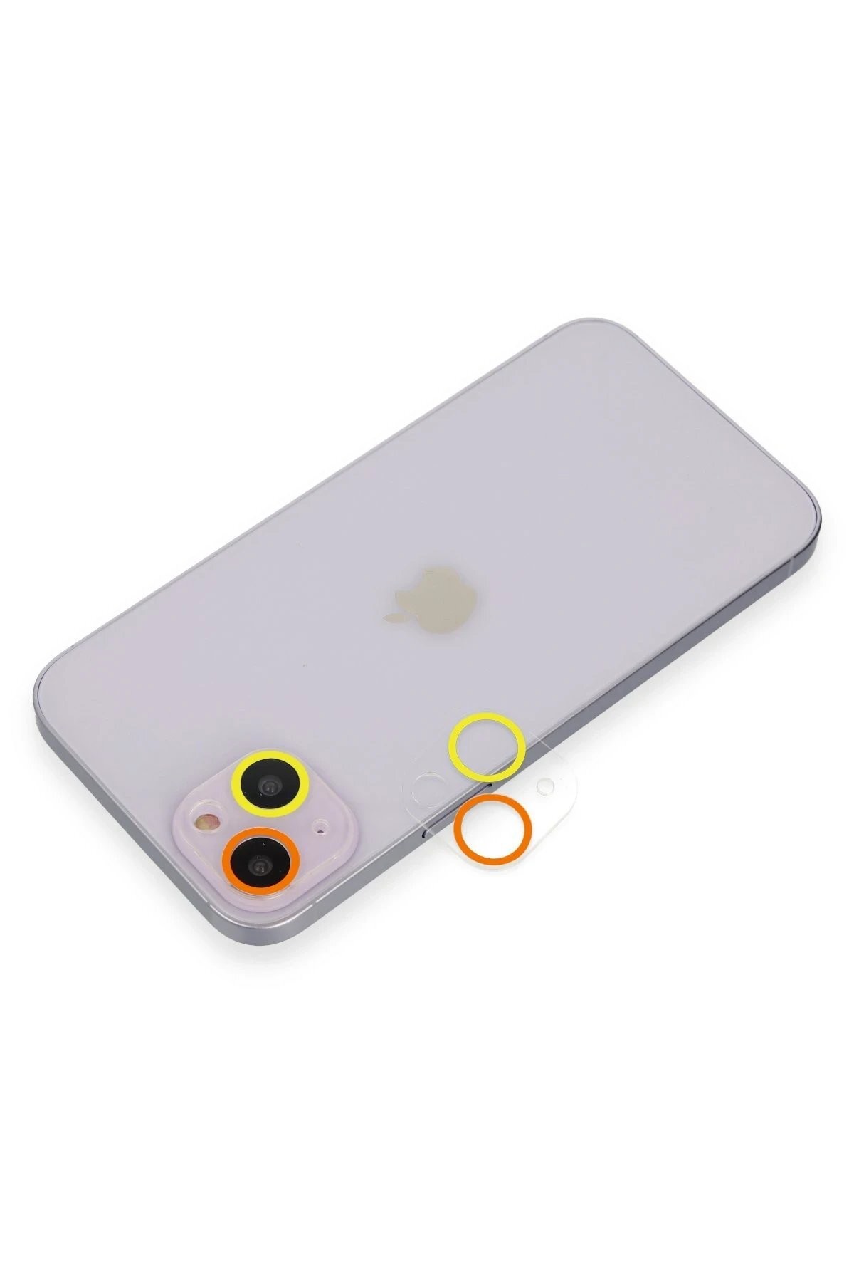 iPhone 14 Renkli Kamera Lens Koruma Cam - Sarı-Turuncu
