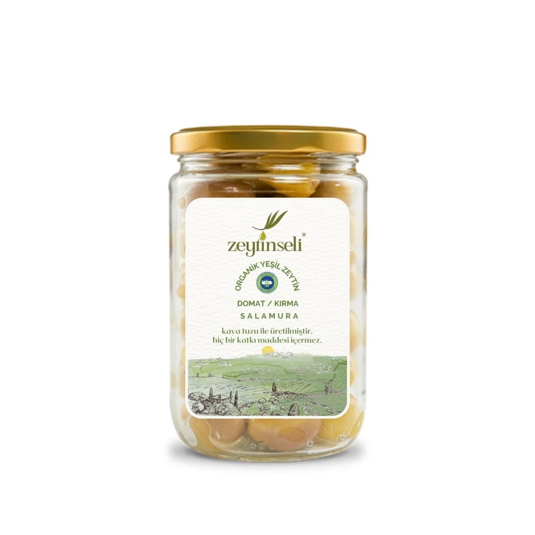 Zeytinseli Organik Domat Kırma Yeşil Zeytin 450gr