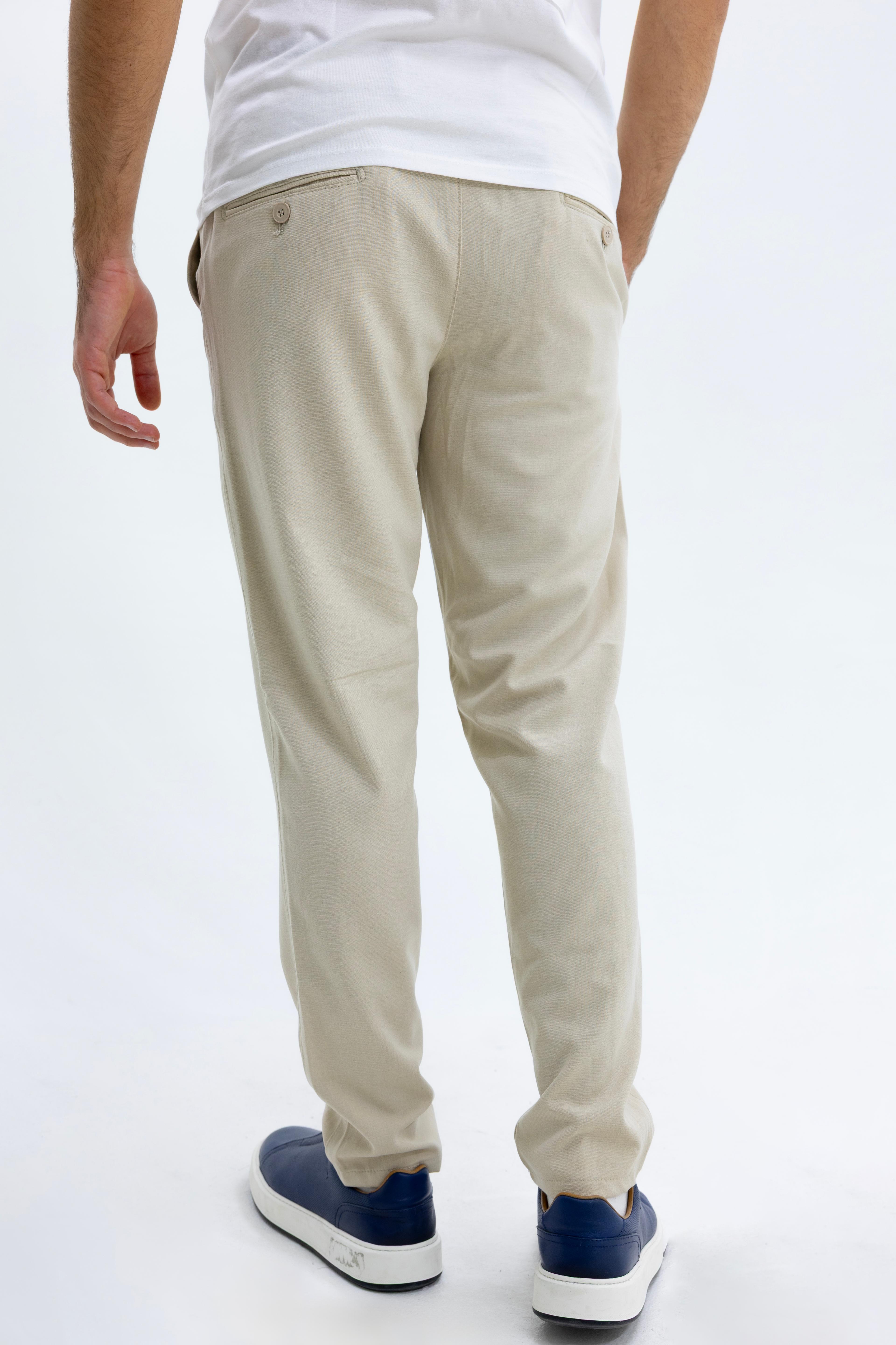 Kesik Etiket Jogger Bez Ayağı Pantolon KREM