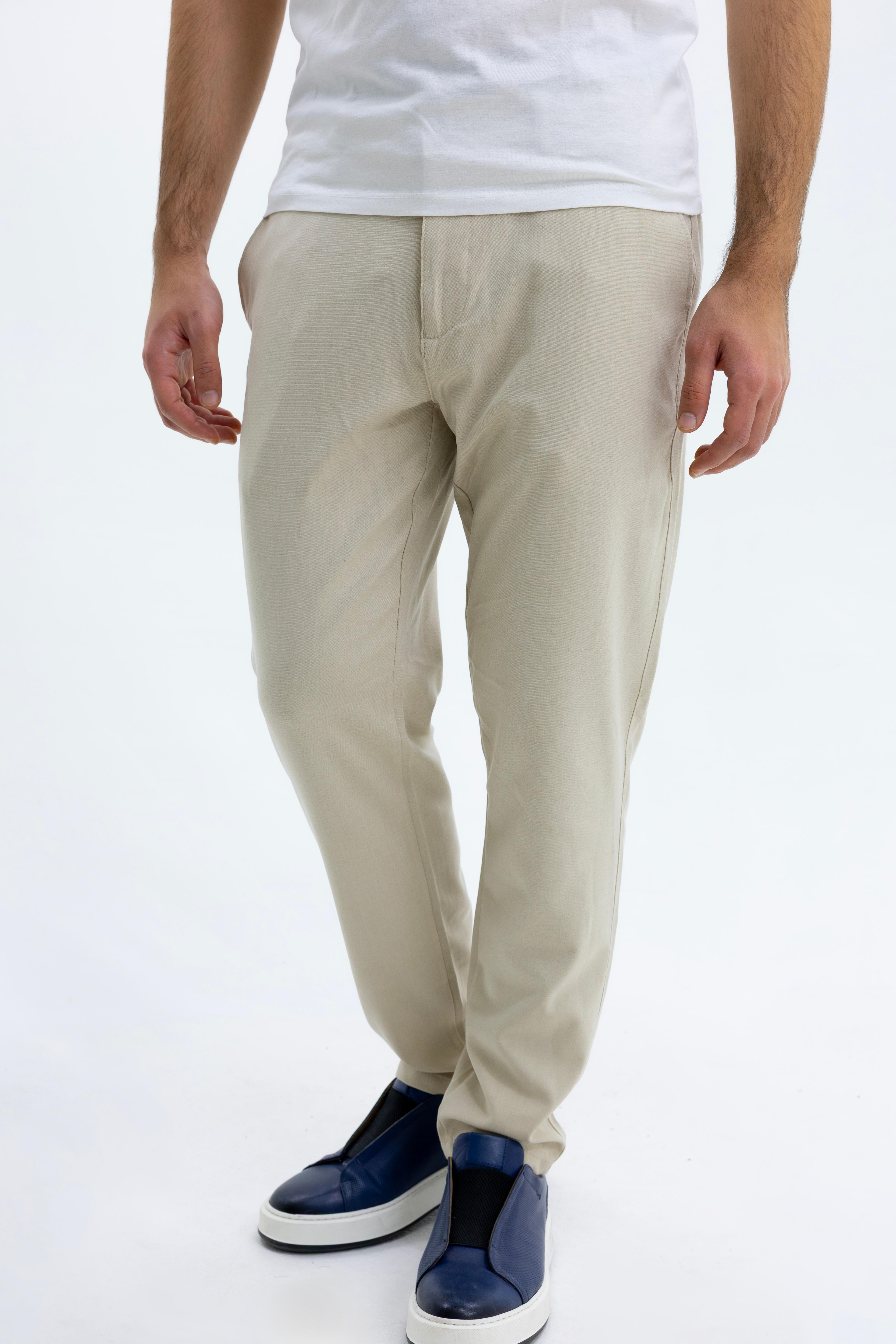 Kesik Etiket Jogger Bez Ayağı Pantolon KREM