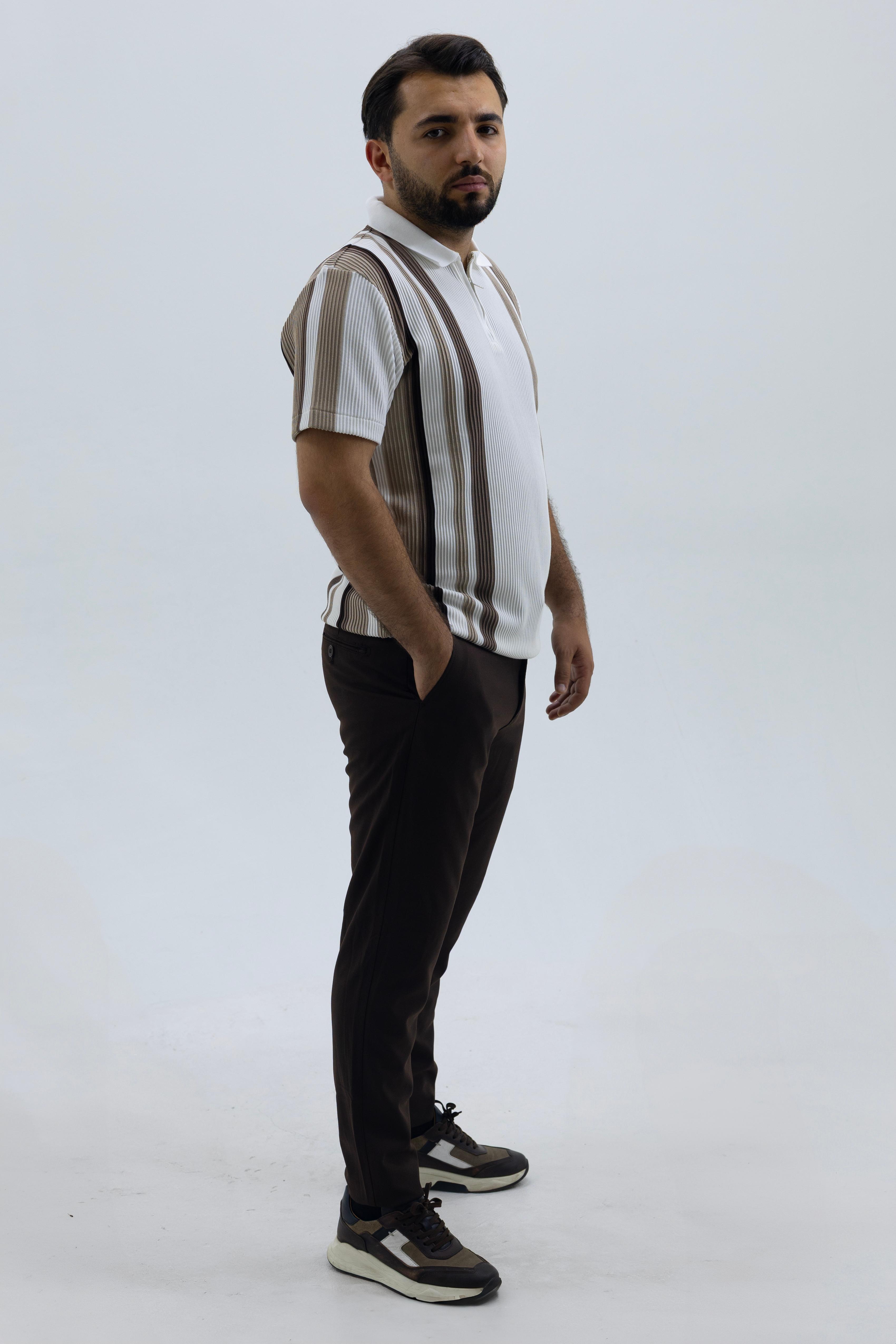 Rayon Şeritli T-shırt BEYAZ