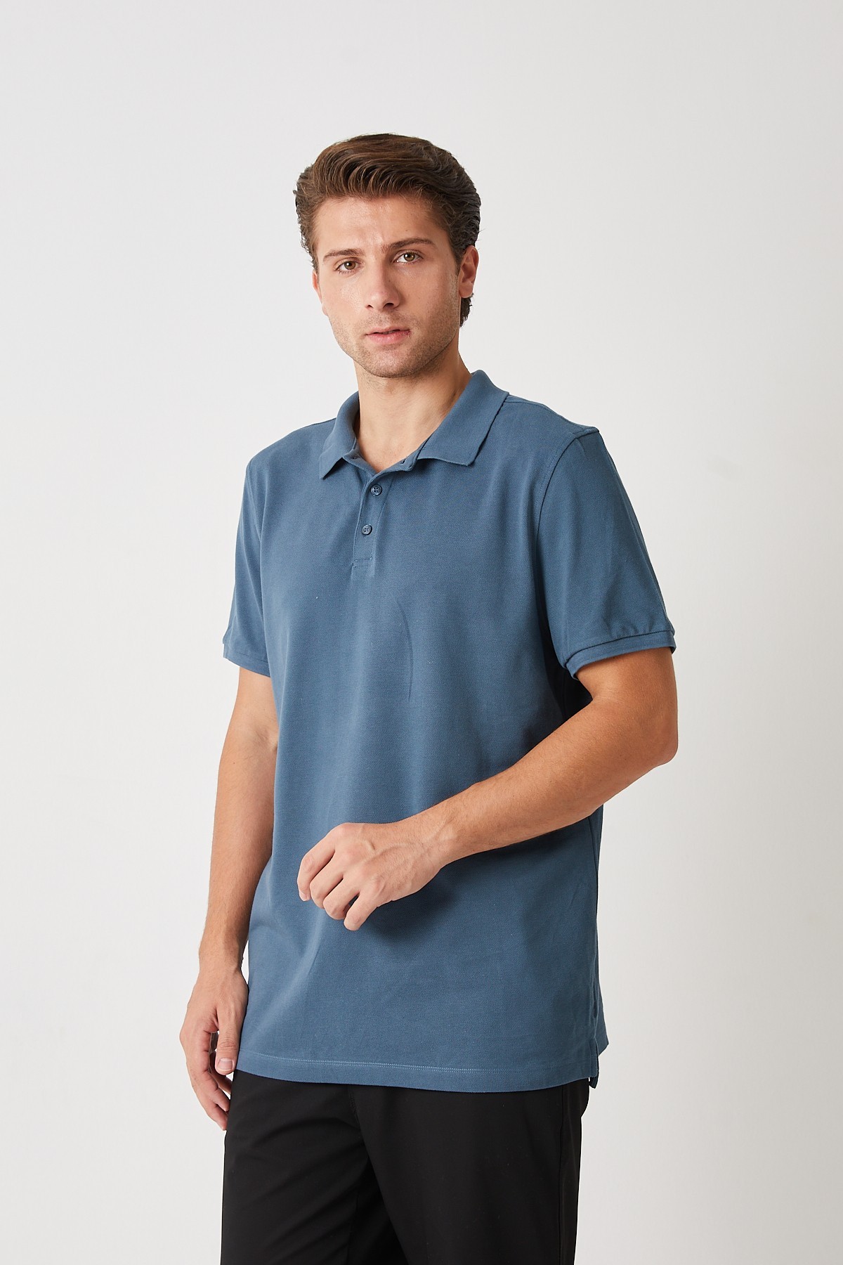 H.A POLO YAKA T-SHIRT MAVİ