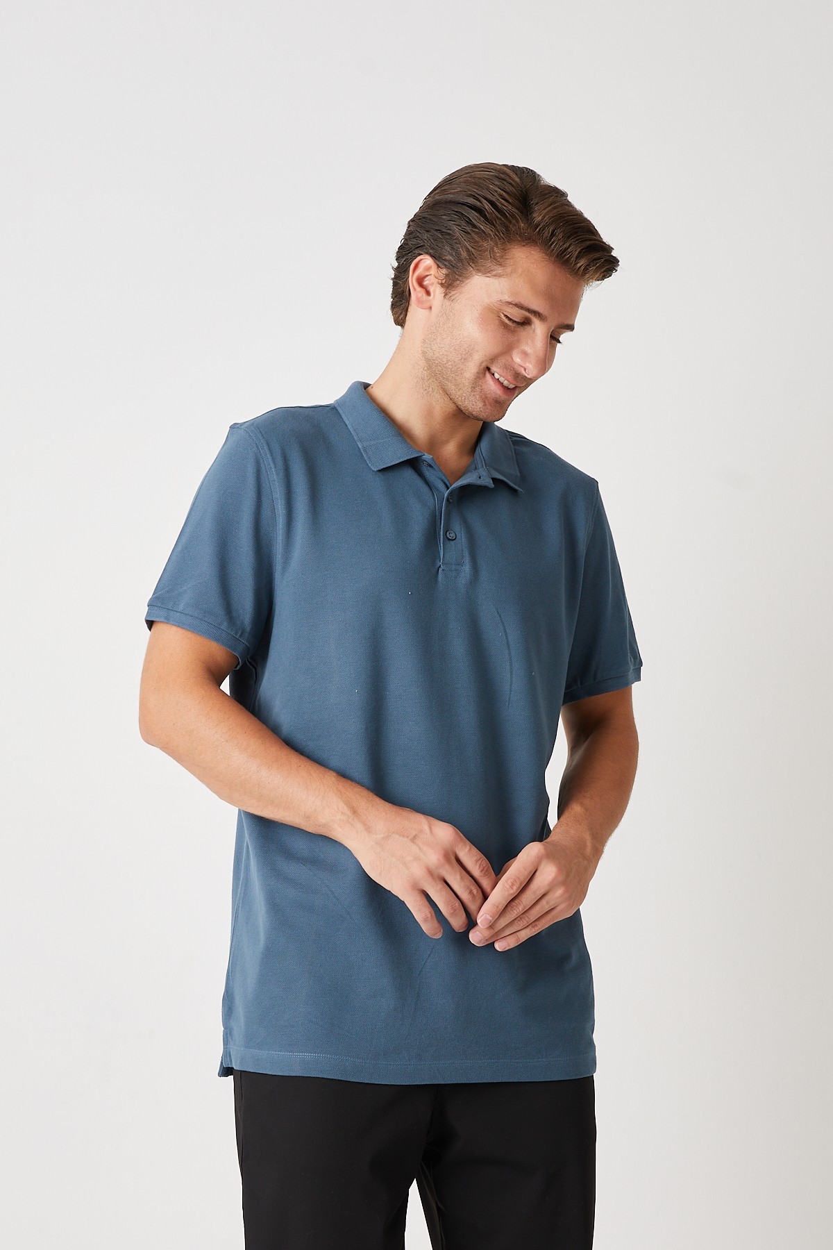 H.A POLO YAKA T-SHIRT MAVİ