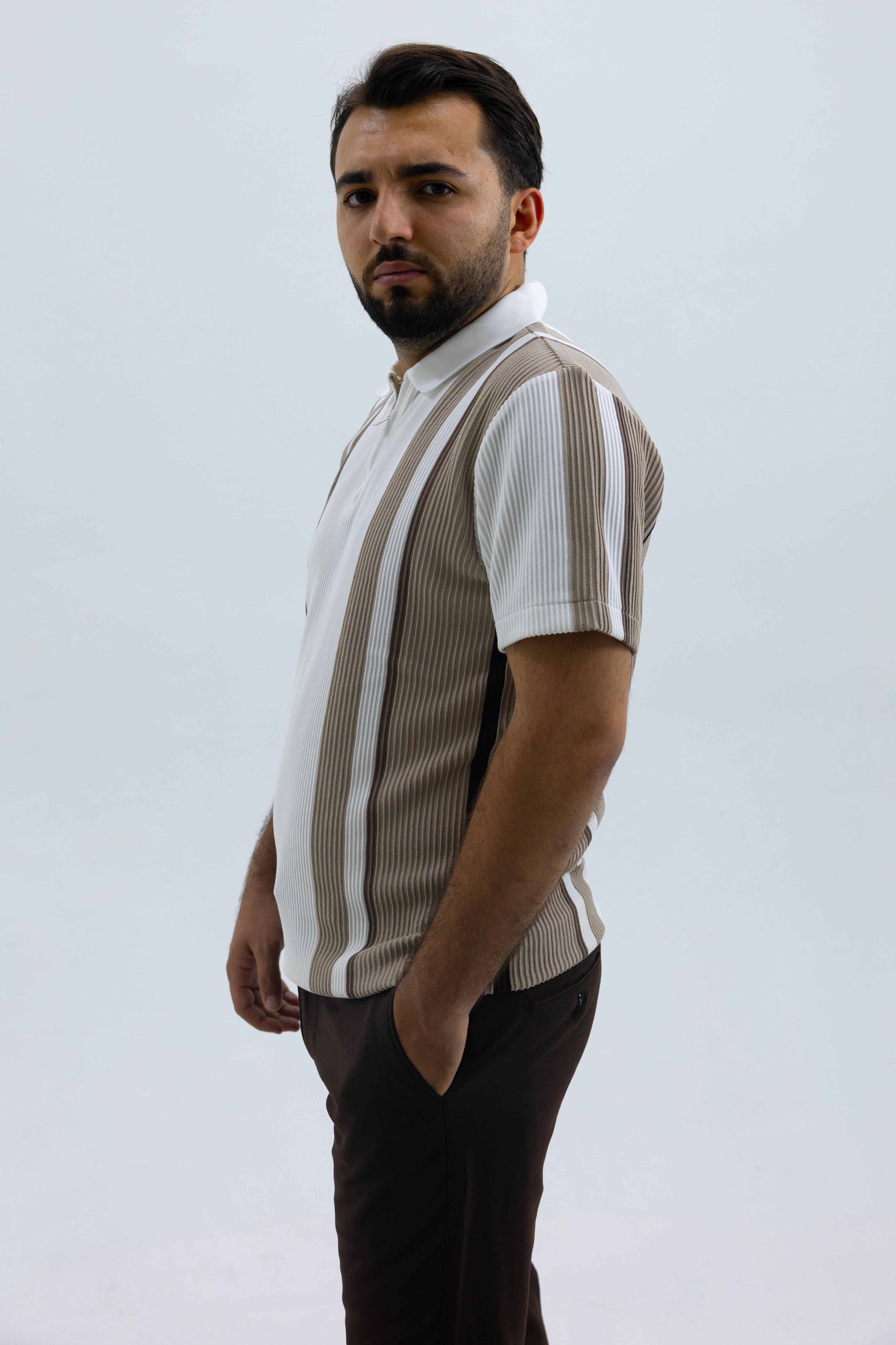 Rayon Şeritli T-shırt BEYAZ