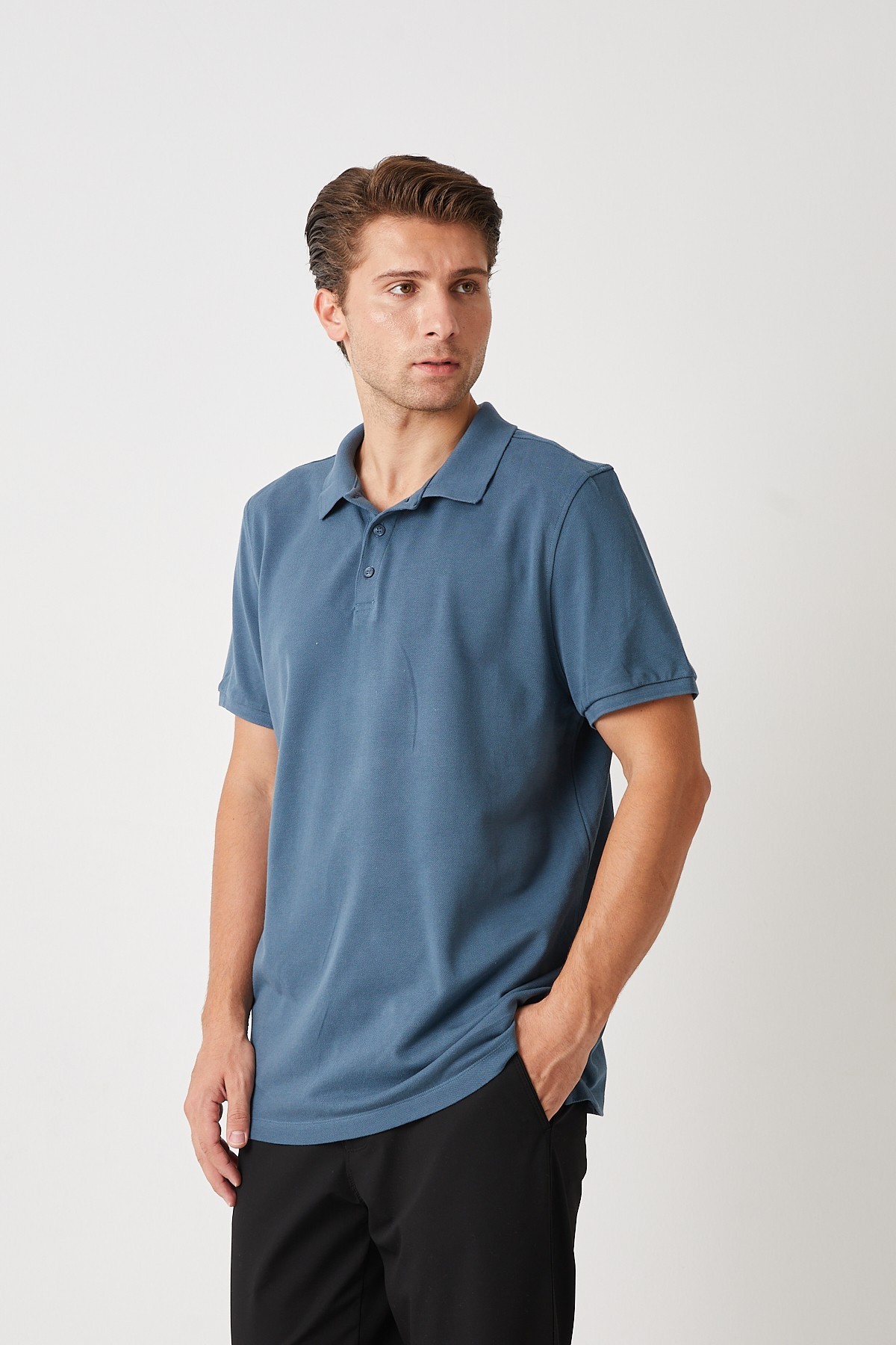 H.A POLO YAKA T-SHIRT MAVİ