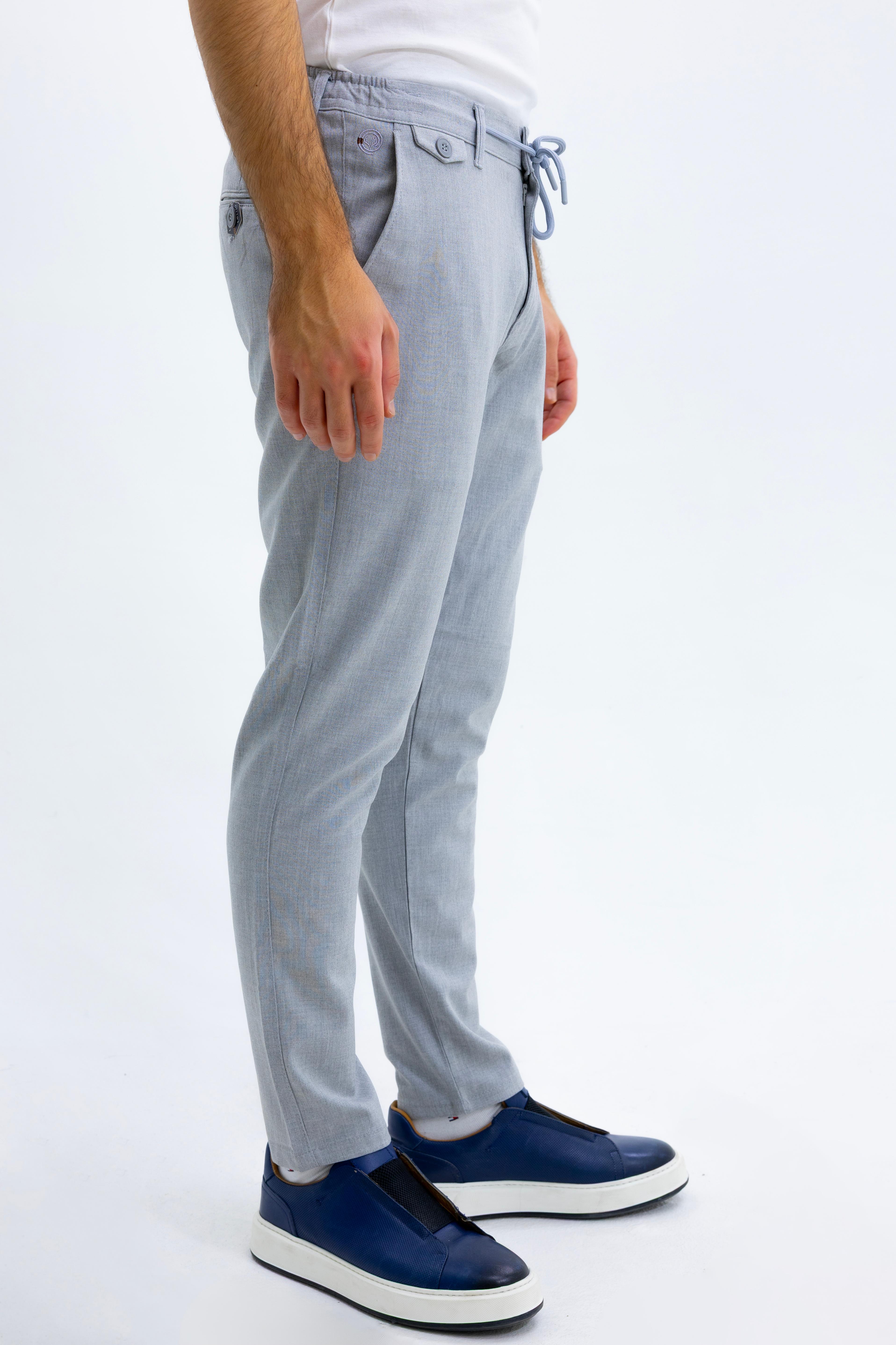 Kesik Etiket Jogger Bez Ayağı Pantolon AÇIK GRİ