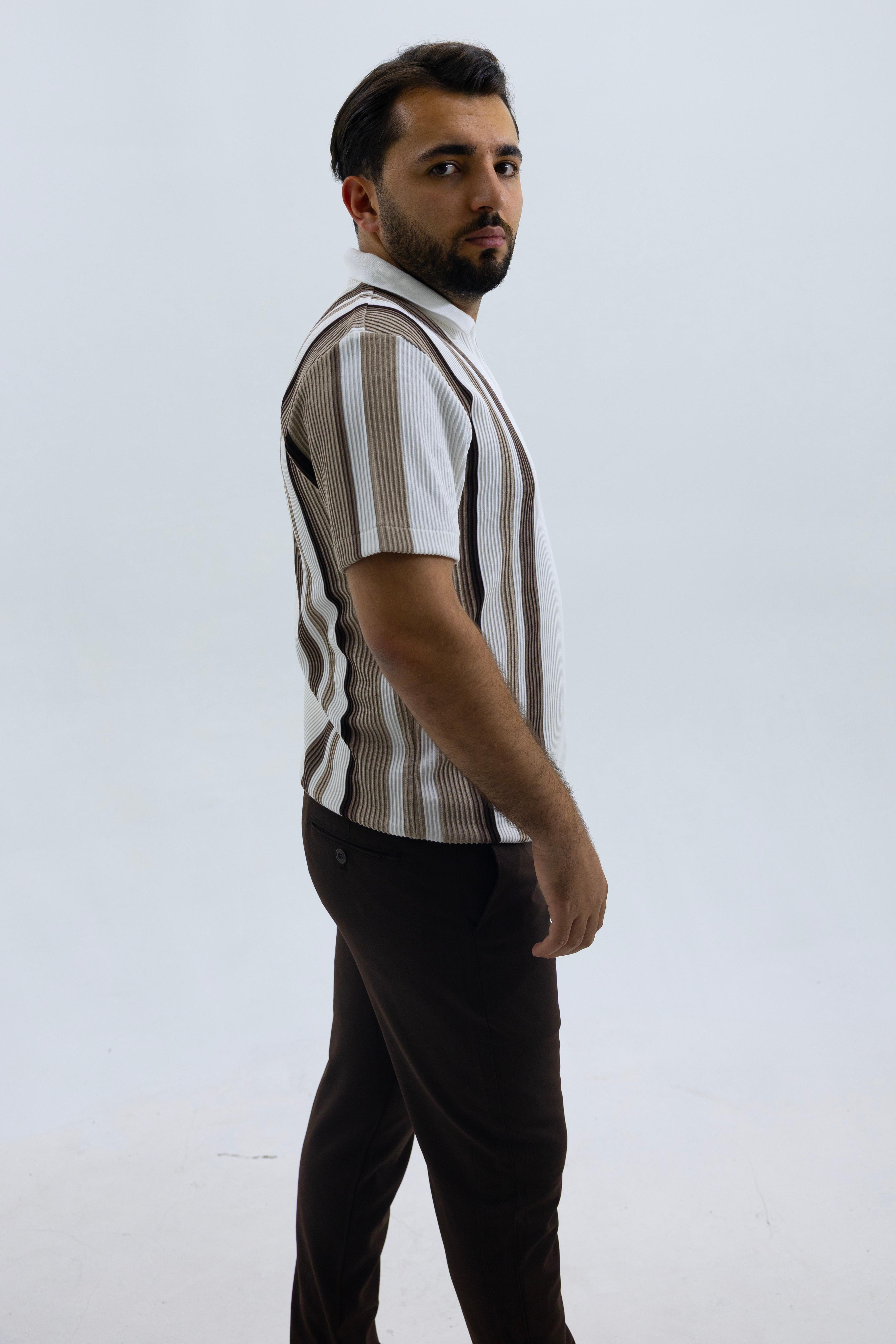 Rayon Şeritli T-shırt BEYAZ